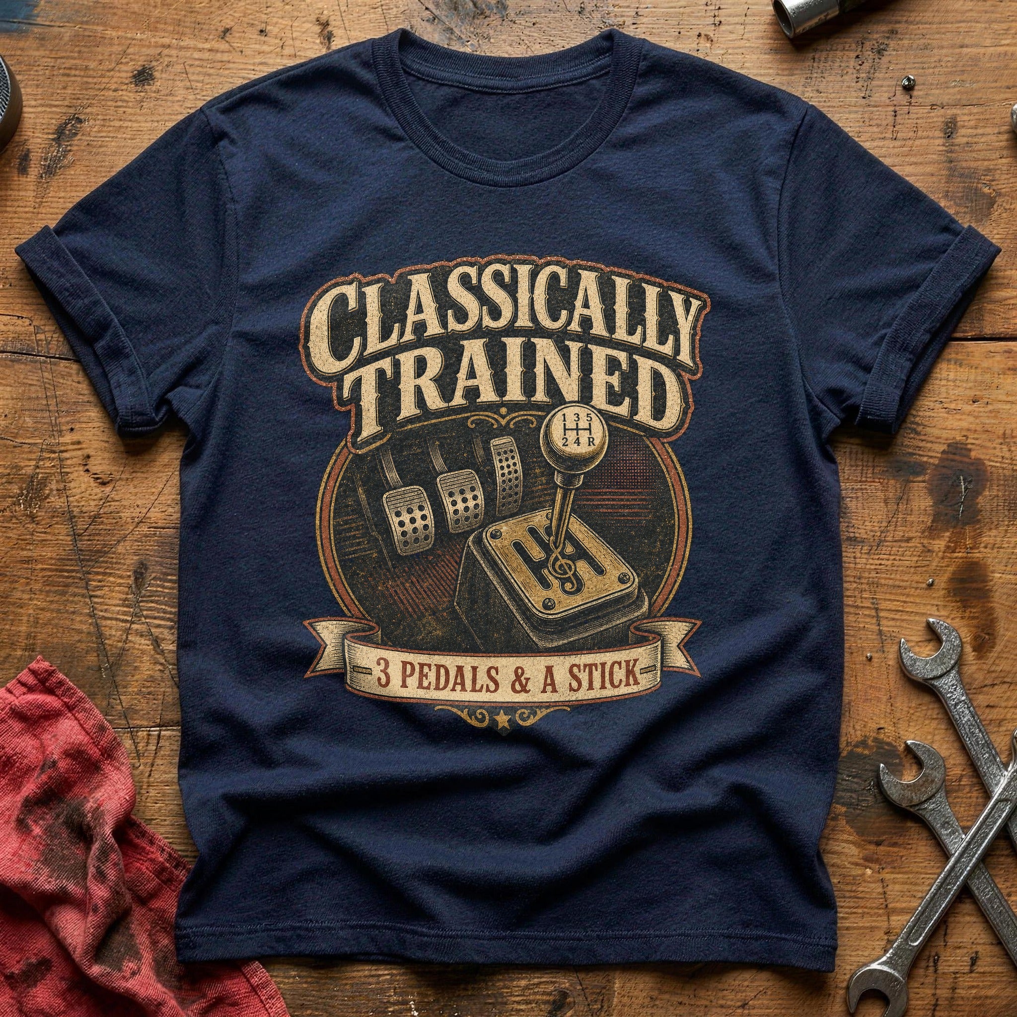 Stick Shift Scripture T-Shirt - Navy