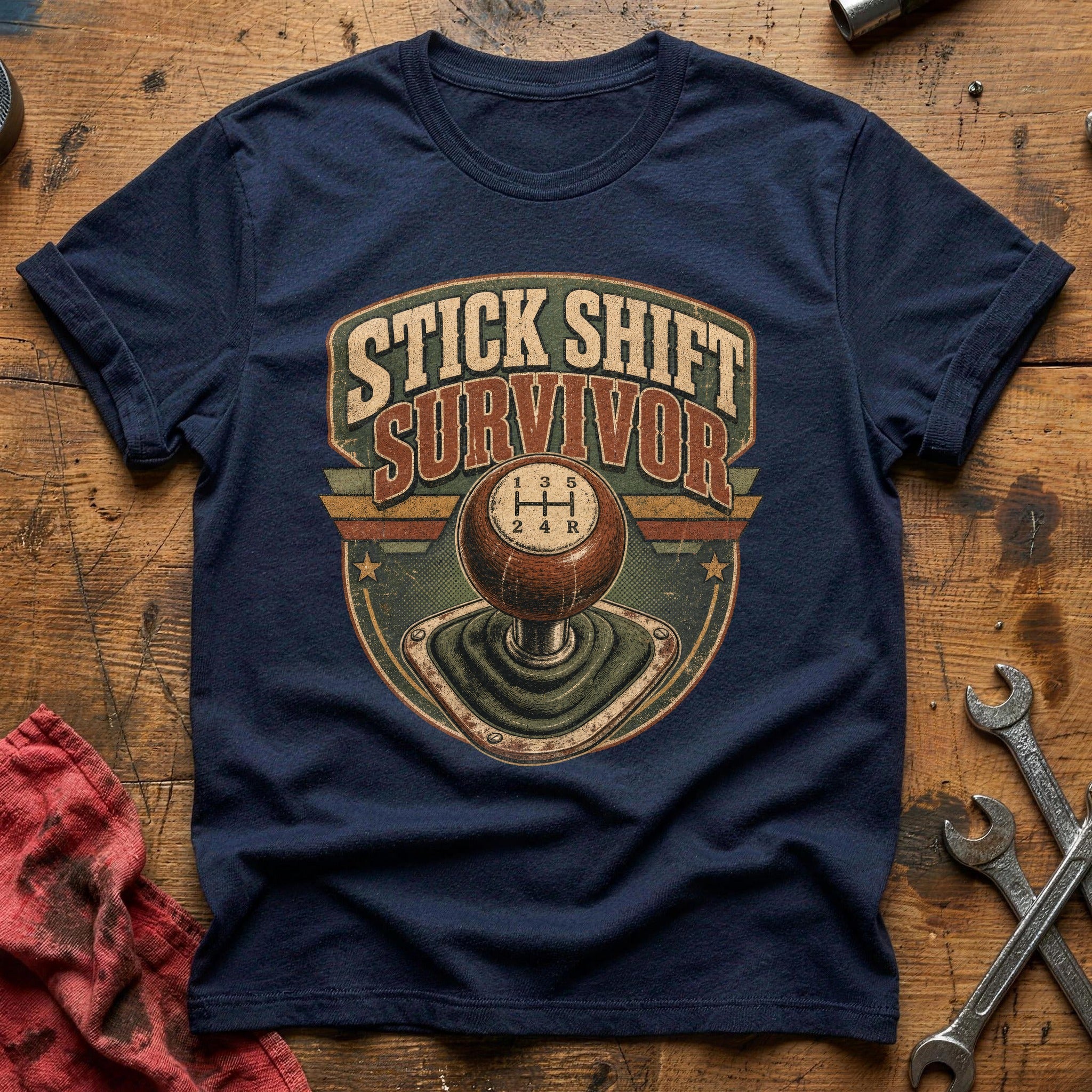 Stick Shift Survivor T-Shirt - Navy