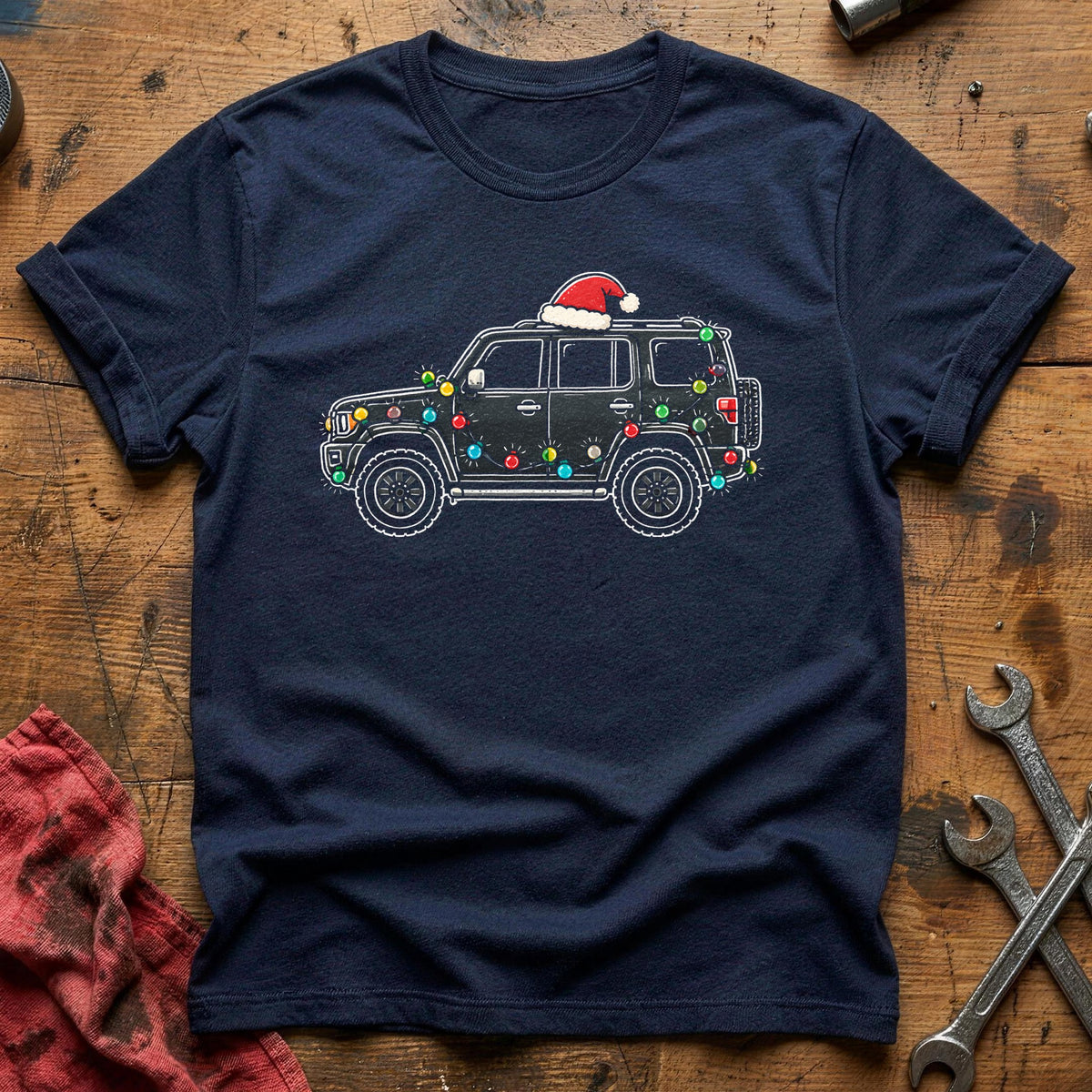 SUV Christmas Lights 81 T-Shirt - Navy