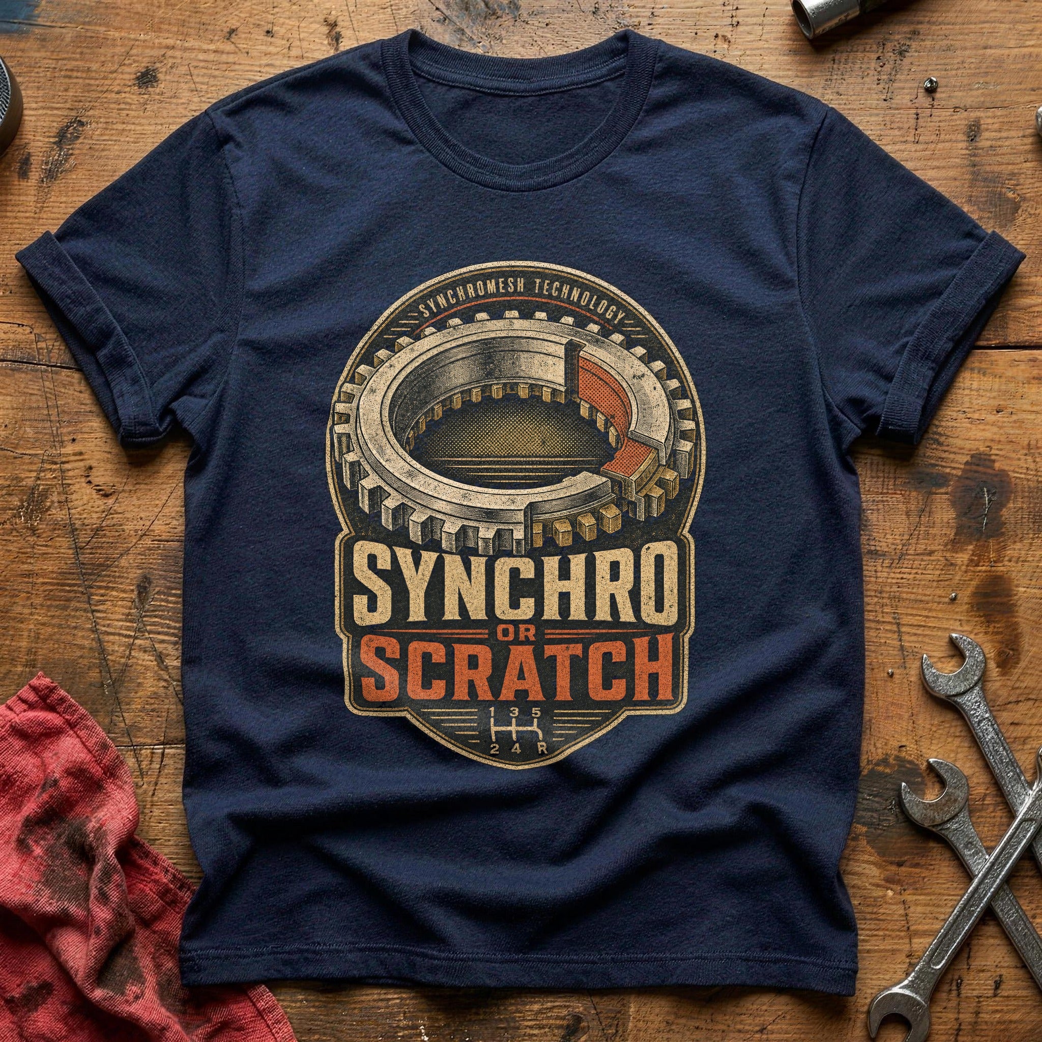 Synchro or Scratch T-Shirt - Navy