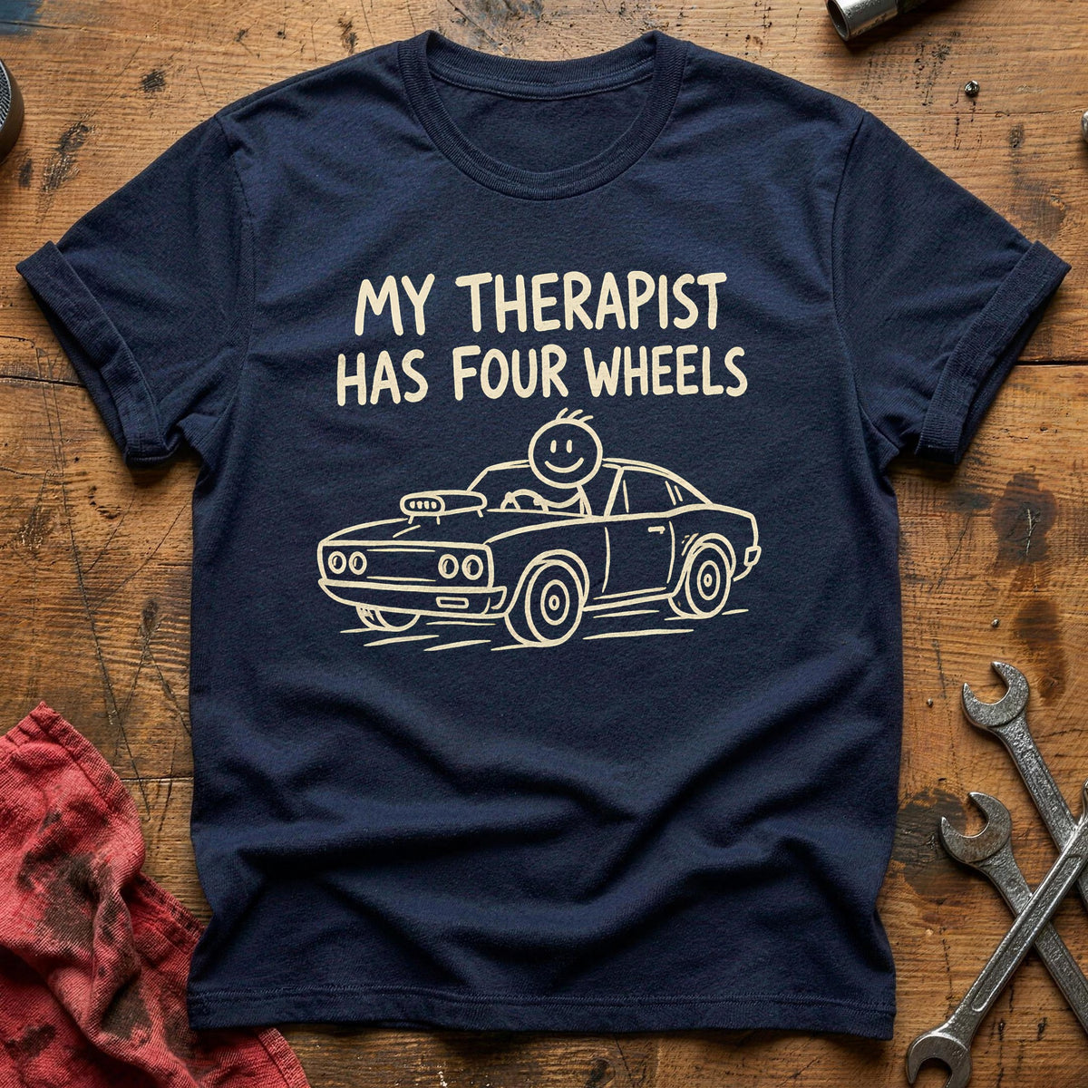 Therapist Four Wheels 27 T-Shirt - Navy
