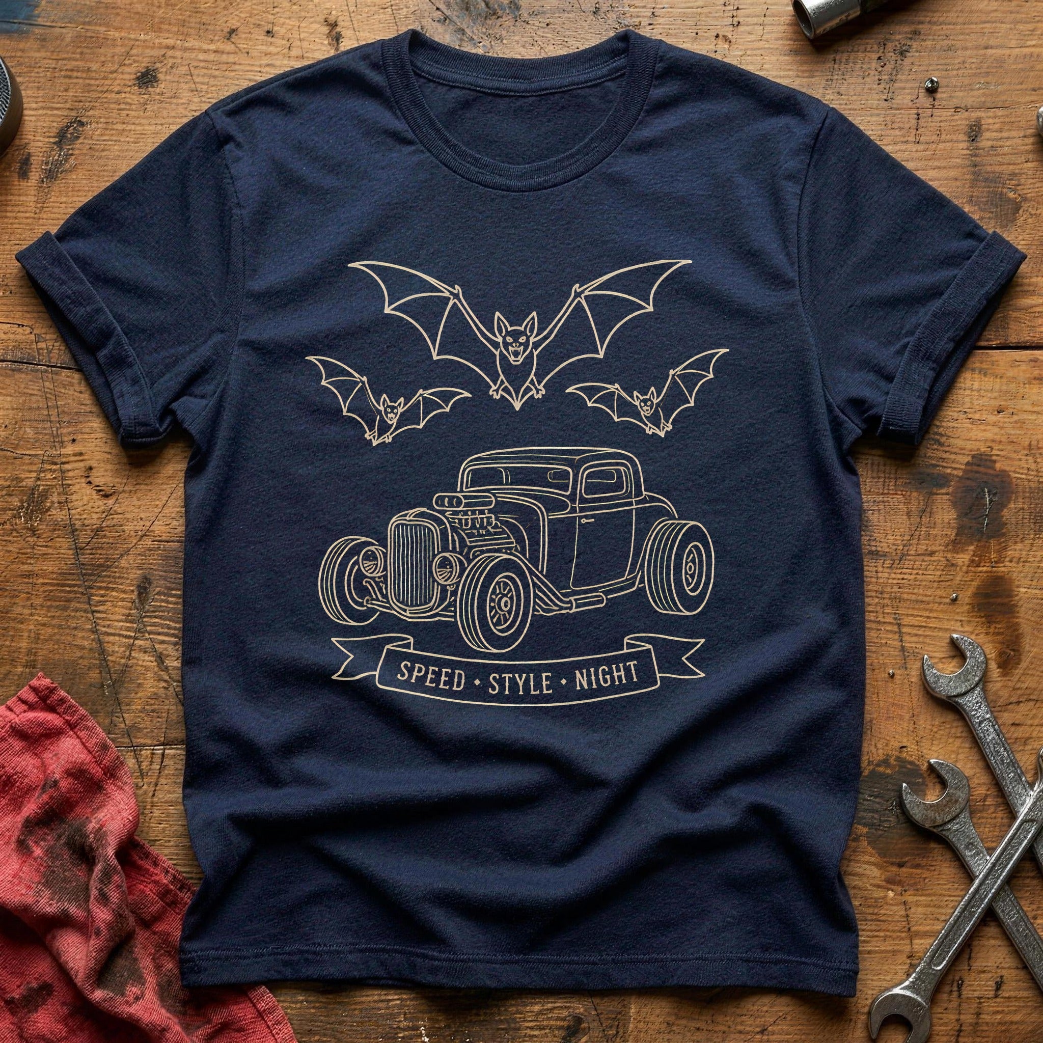 Three Bats Hotrod 71 T-Shirt - Navy
