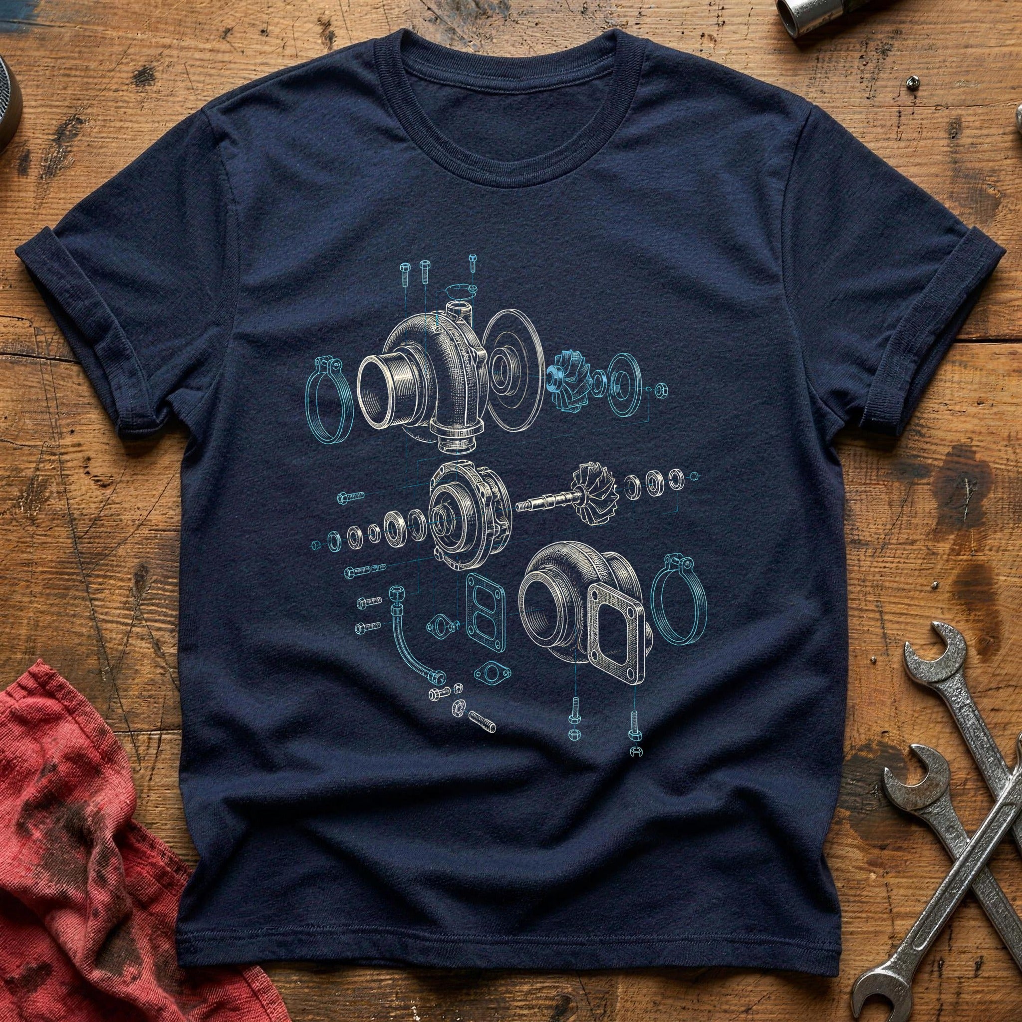 Turbo Schematic 57 T-Shirt - Navy