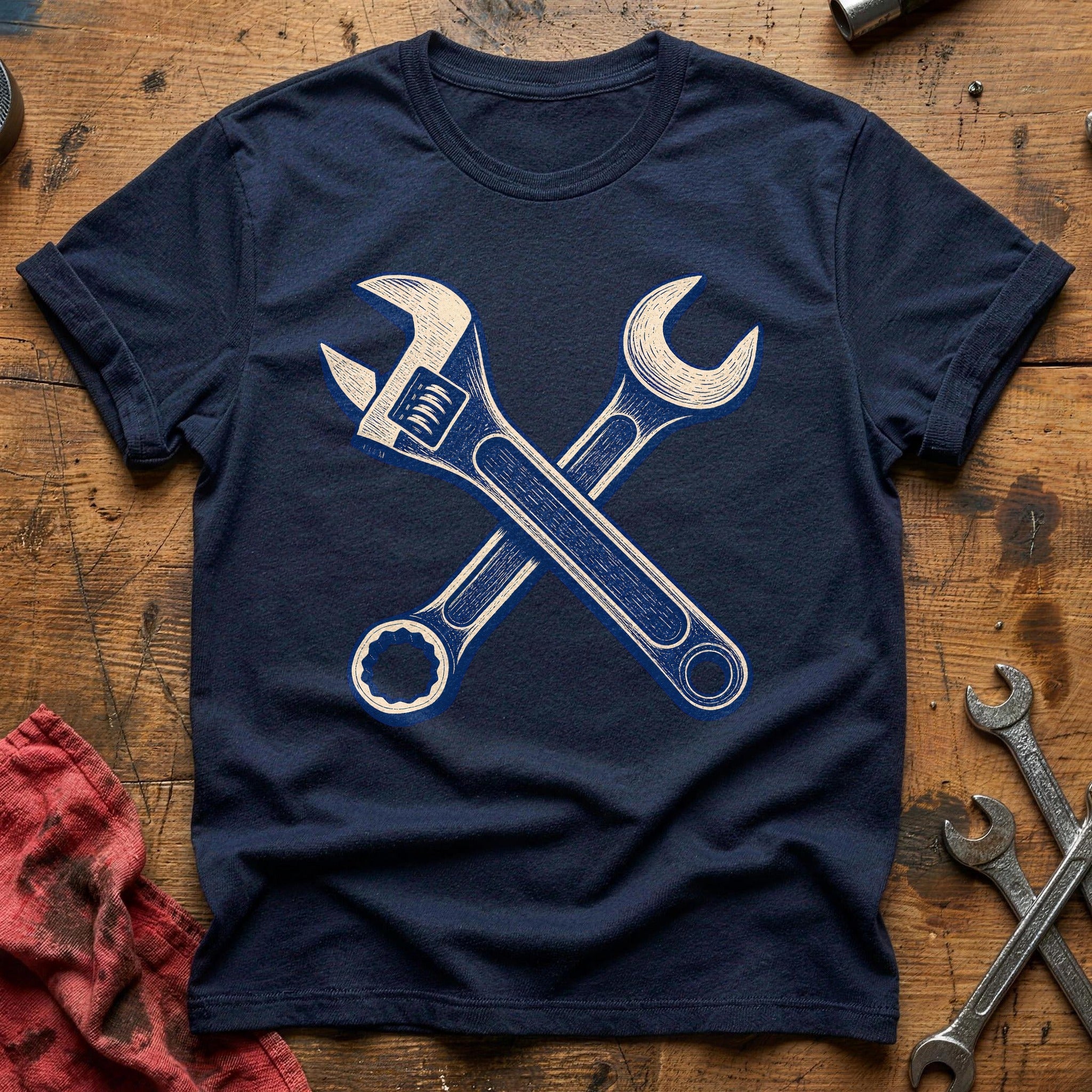Two-Wrench Garage T-Shirt - Navy
