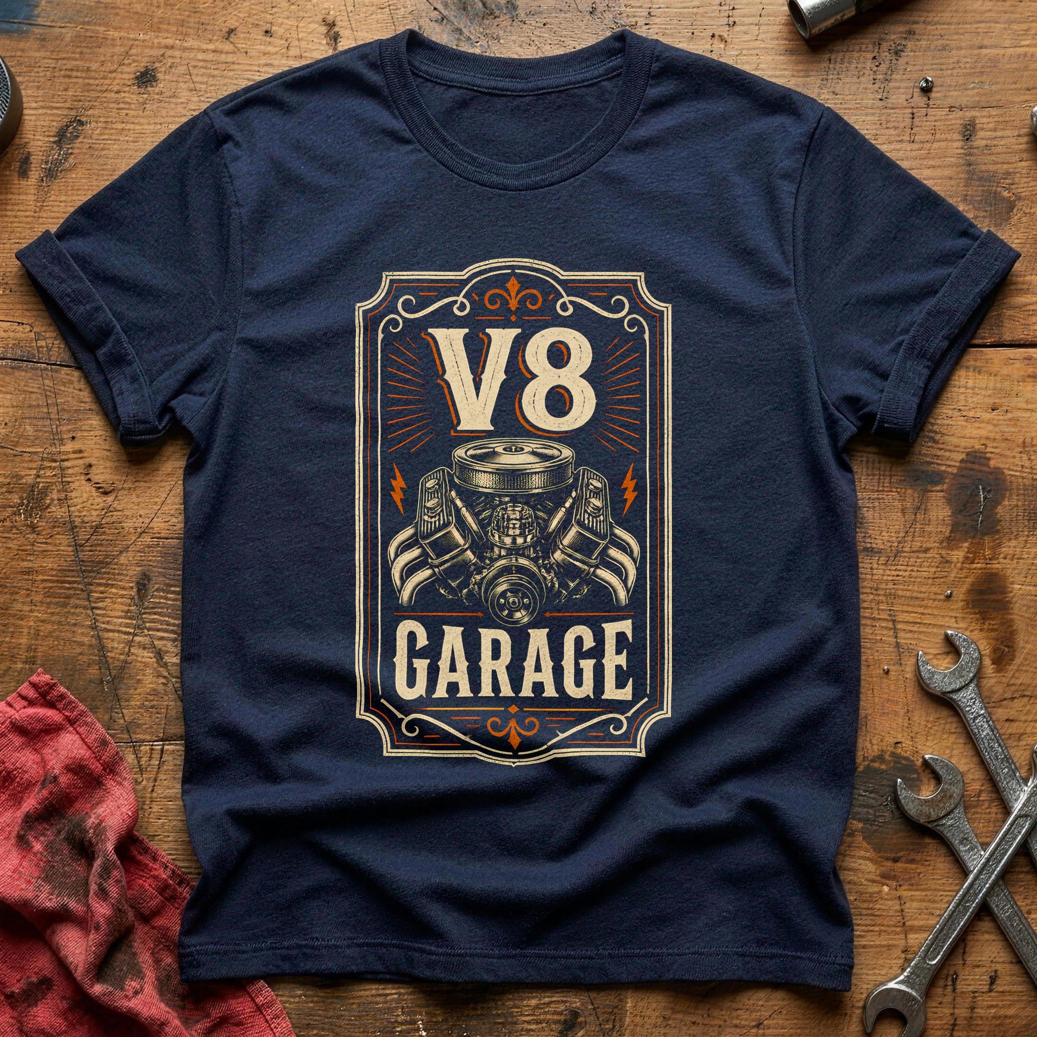 V8 Garage Matchbook 63 T-Shirt - Navy