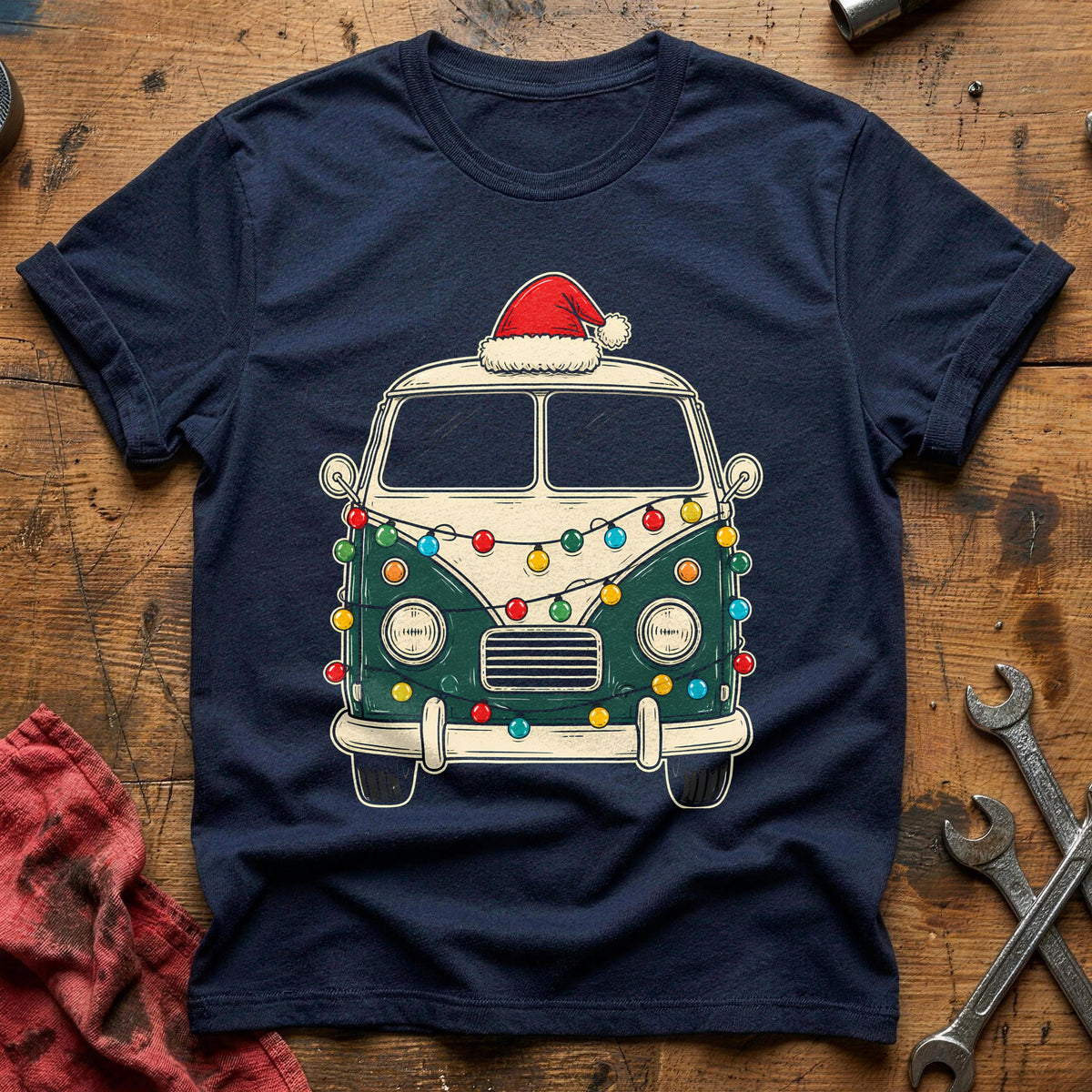 Van Christmas Lights 46 T-Shirt - Navy