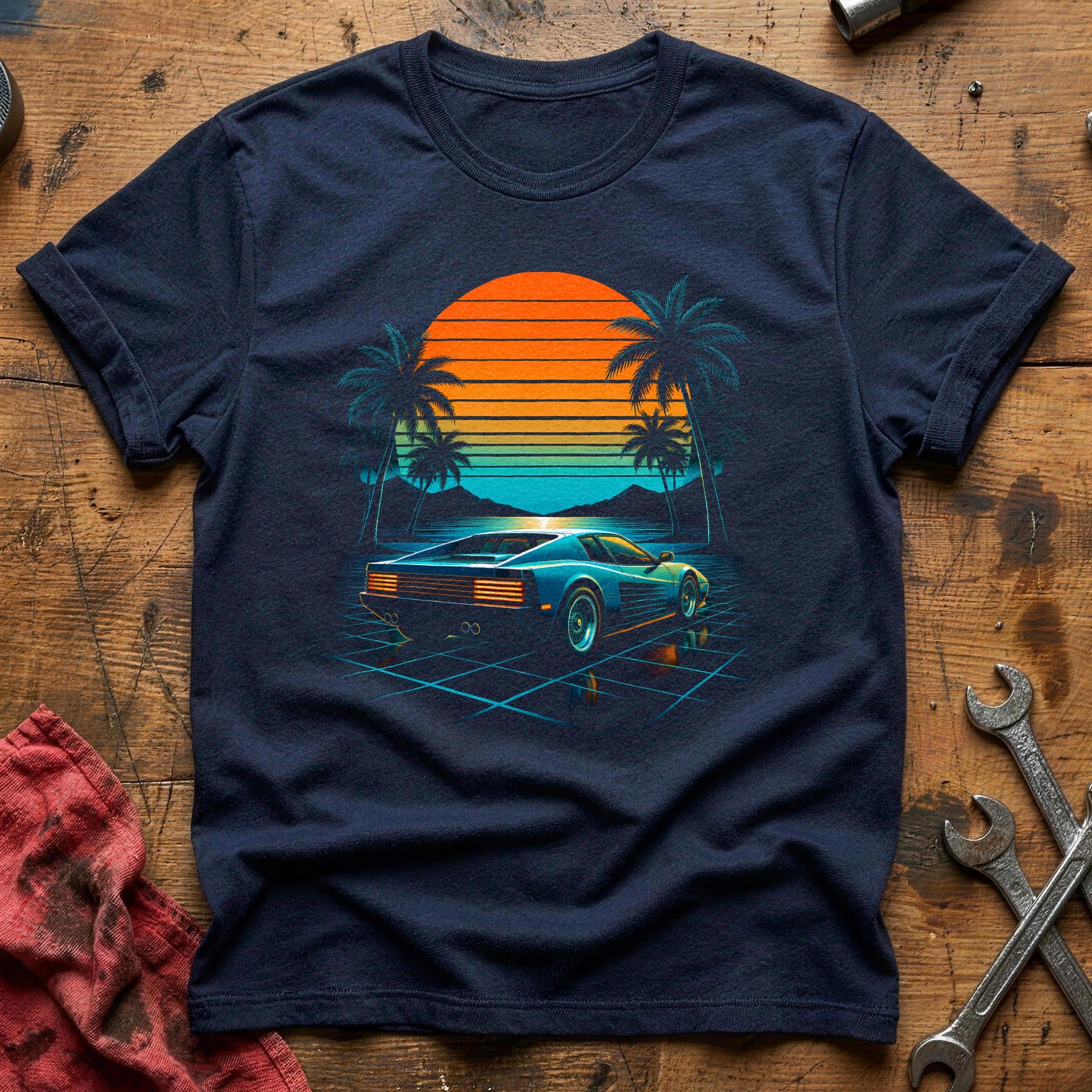 Vaporwave Car 50 T-Shirt - Navy