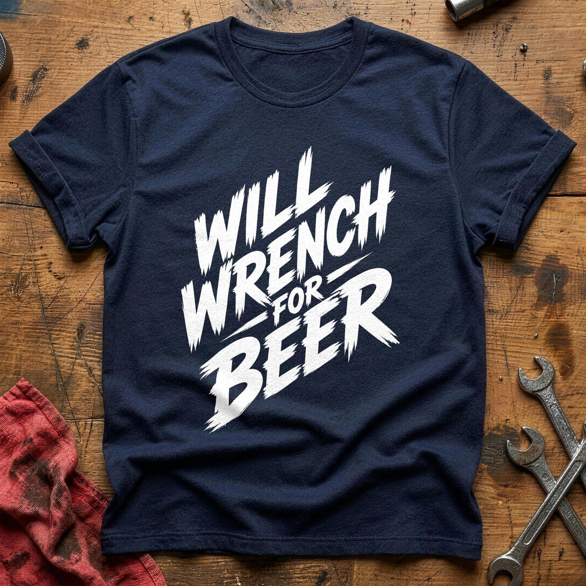 Will Wrench For Beer 37 T-Shirt - Navy