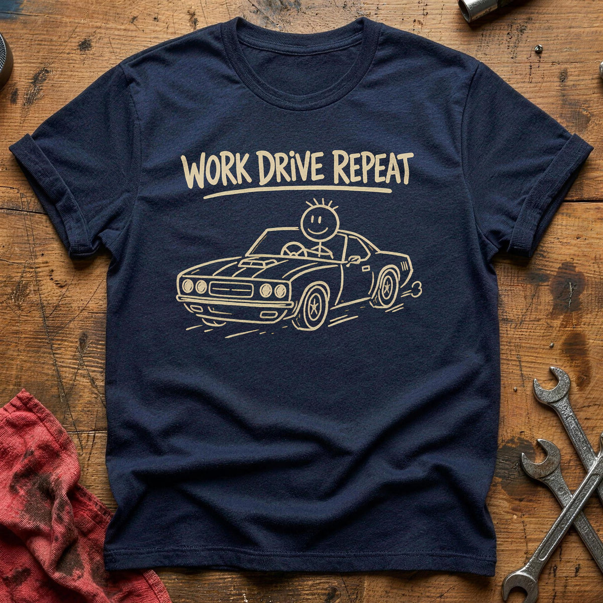 Work Drive Repeat 13 T-Shirt - Navy