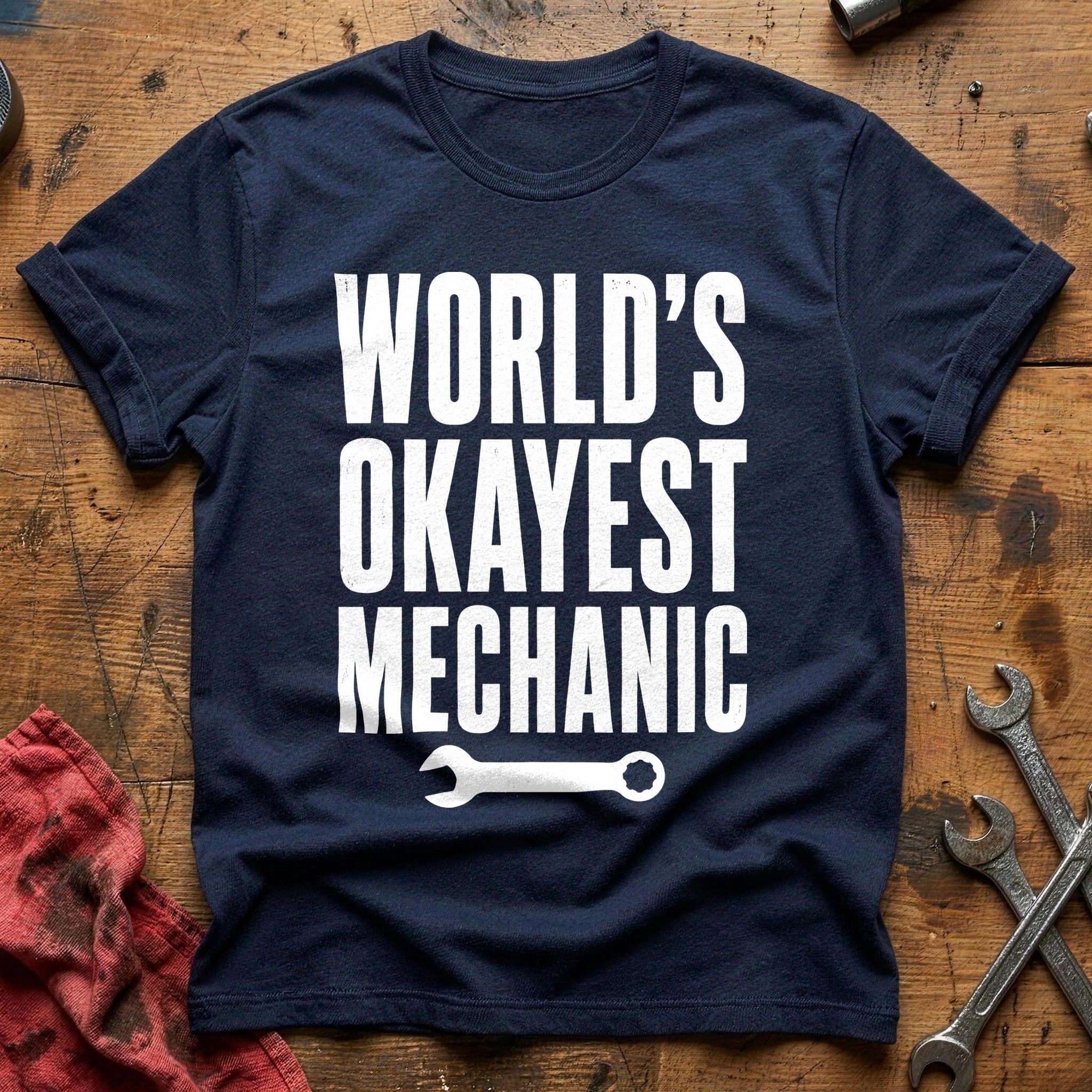 Worlds Okayest Mechanic 30 T-Shirt - Navy