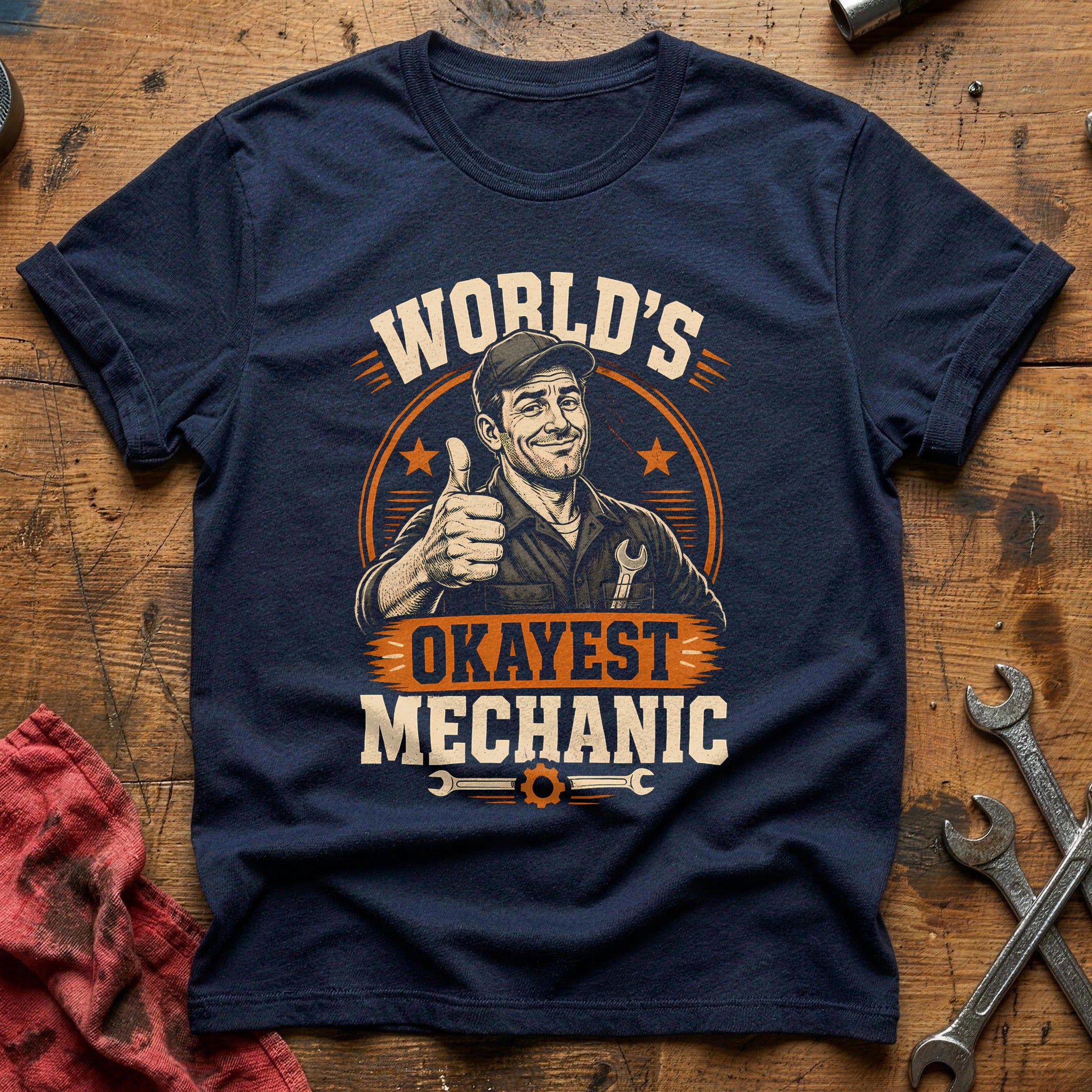 Worlds Okayest Mechanic 65 T-Shirt - Navy