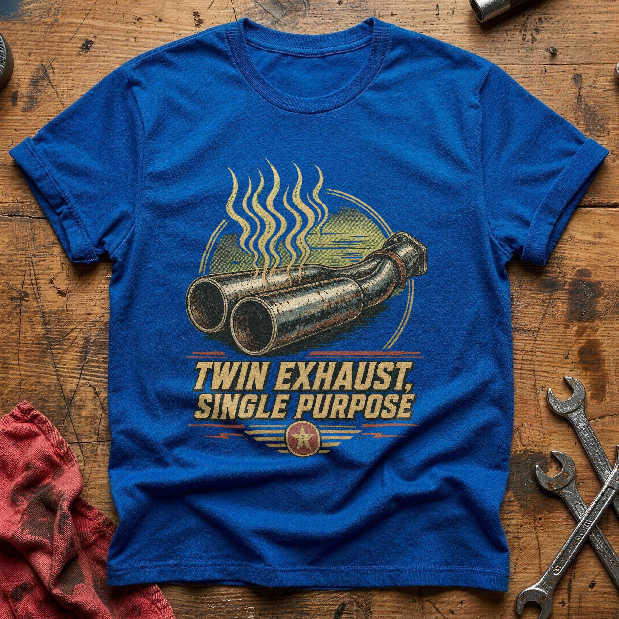 Twin Exhaust, Single Purpose T-Shirt - Royal