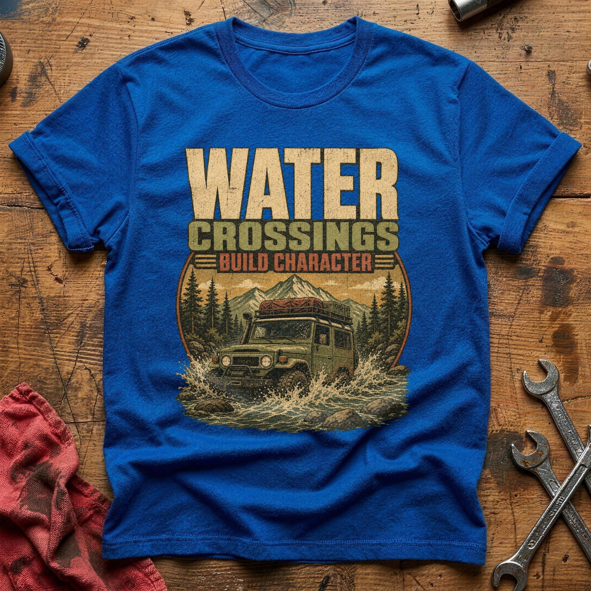 Water Crossings Build Character T-Shirt - Royal