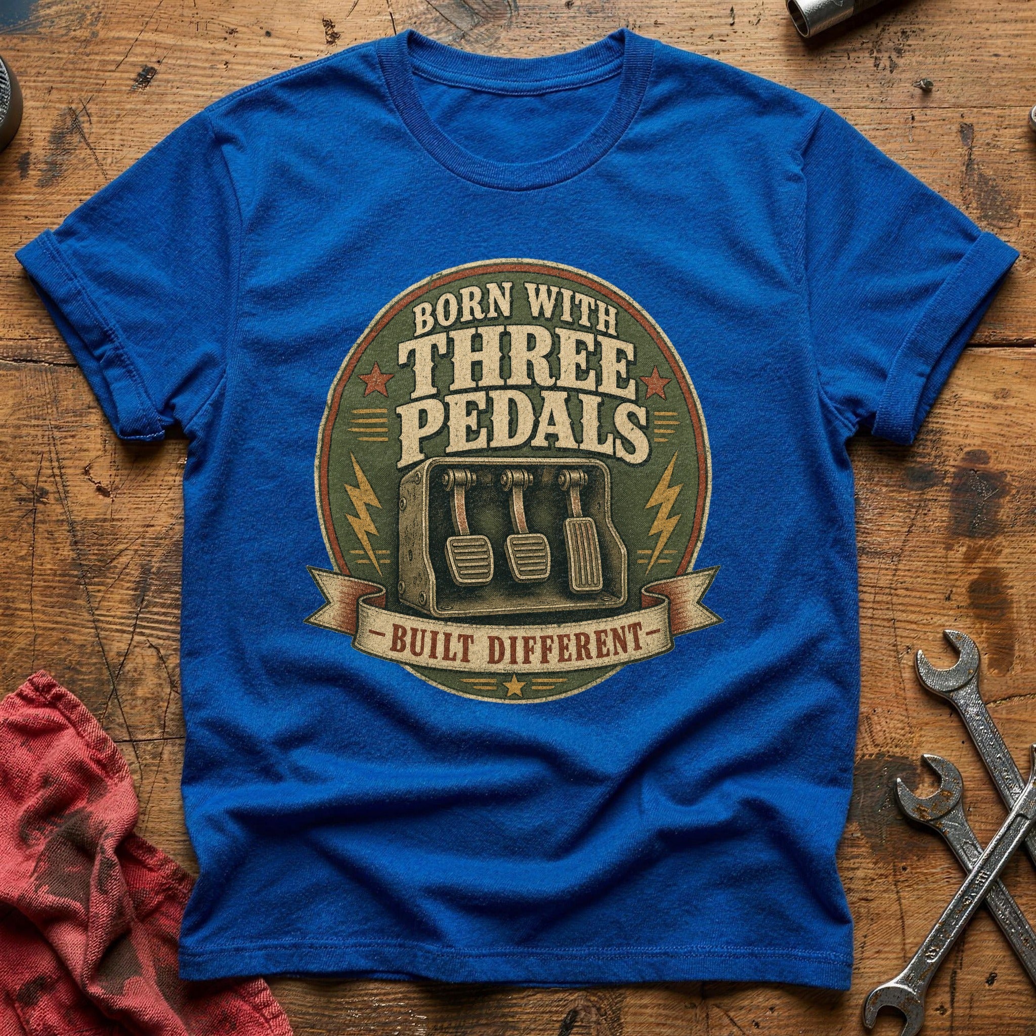 Born with Three Pedals T-Shirt - Royal