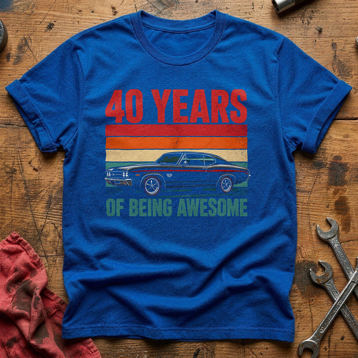 40 Being Awesome T-Shirt - Royal