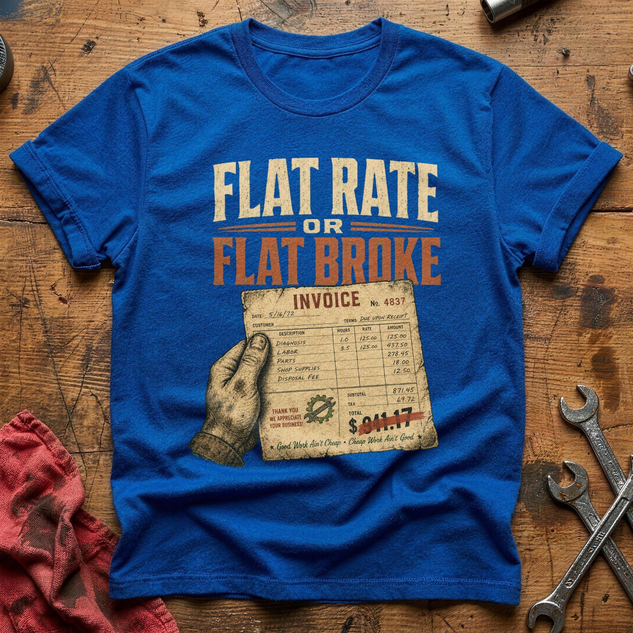 Flat Rate or Flat Broke T-Shirt - Royal
