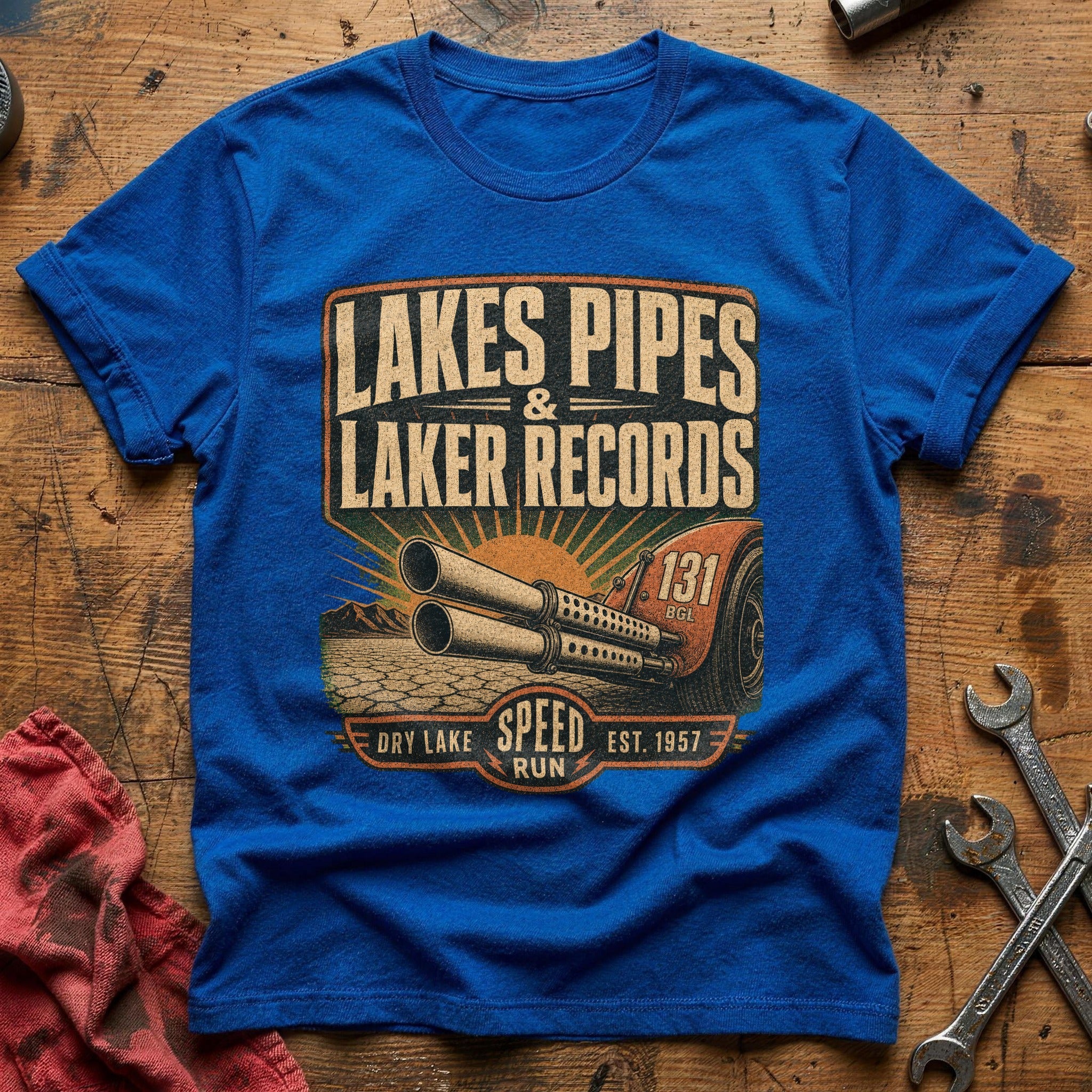 Lakes Pipes & Laker Records T-Shirt - Royal