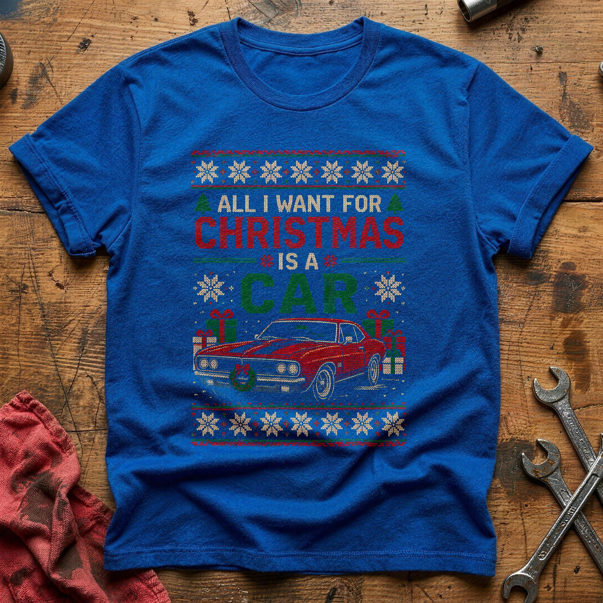 All I Want For Christmas Is A Car 66 T-Shirt - Royal