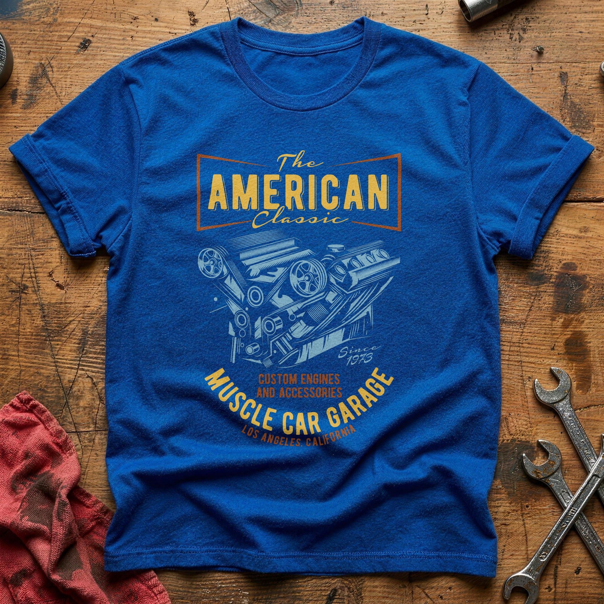 American classic muscle car garage T-Shirt - Royal