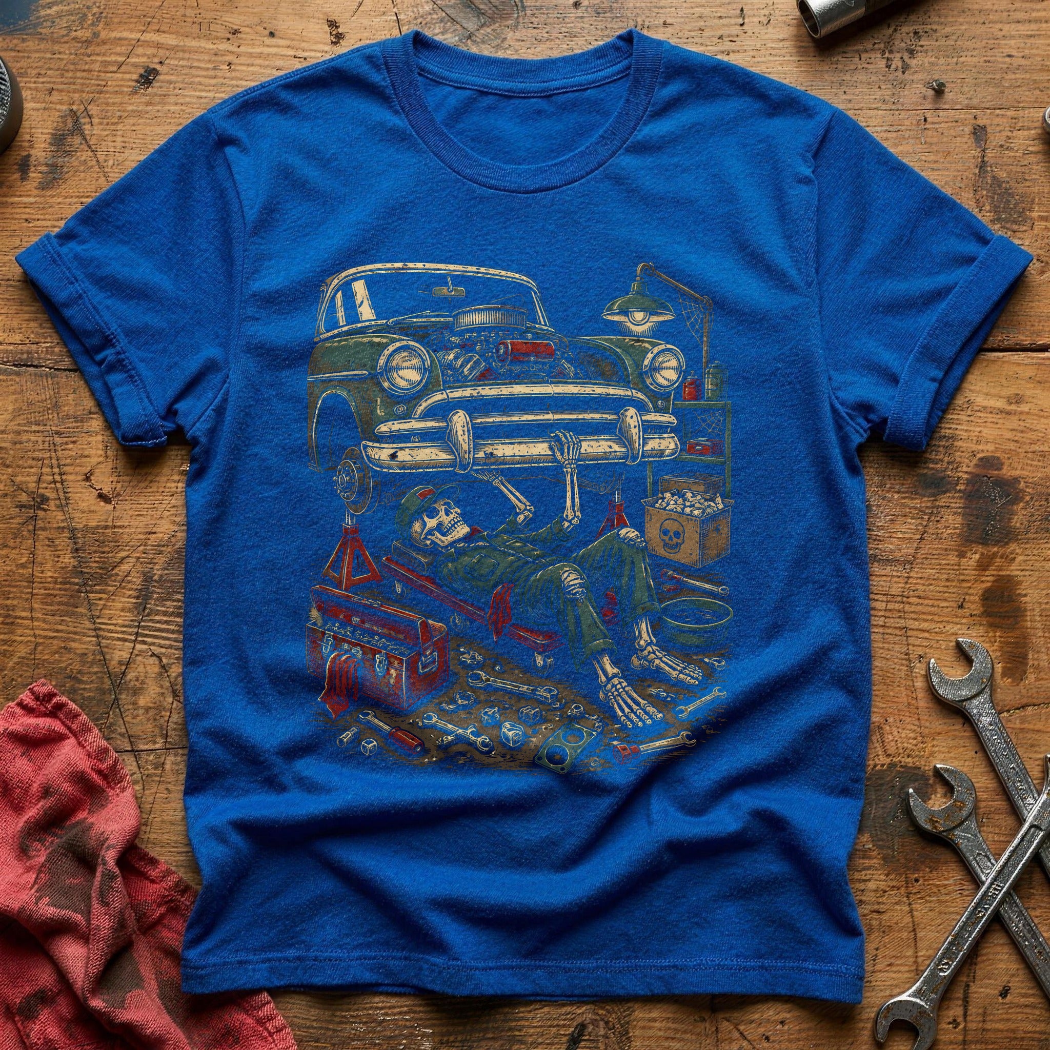 Bones Under Hood T-Shirt - Royal