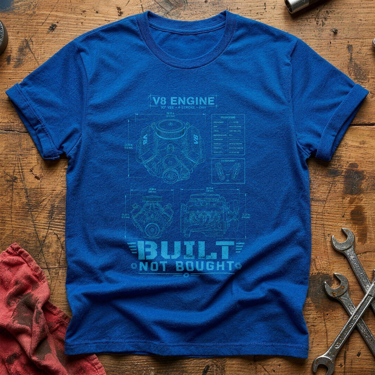 Built Not Bought Blueprint 47 T-Shirt - Royal