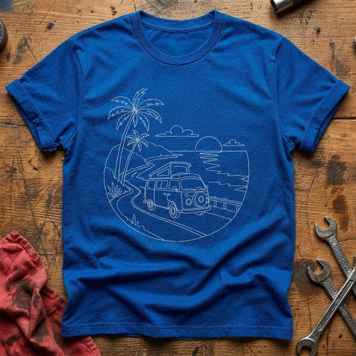 Camper Van Coast Sunset 63 T-Shirt - Royal