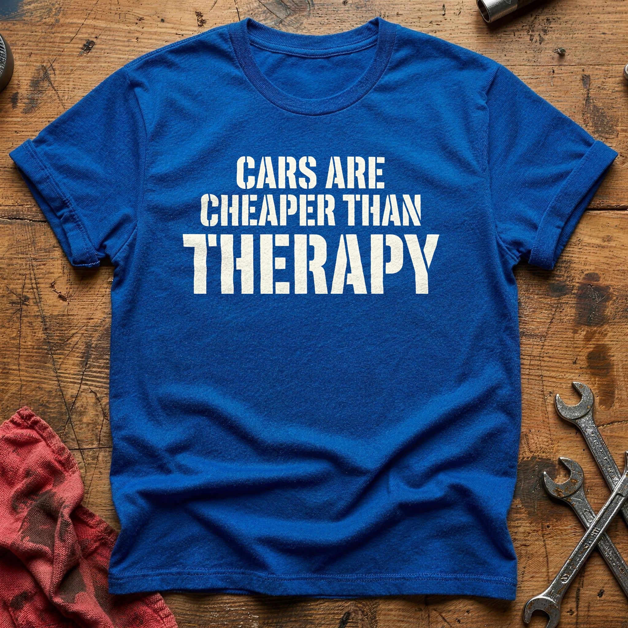 Cars Are Cheaper Than Therapy 74 T-Shirt - Royal