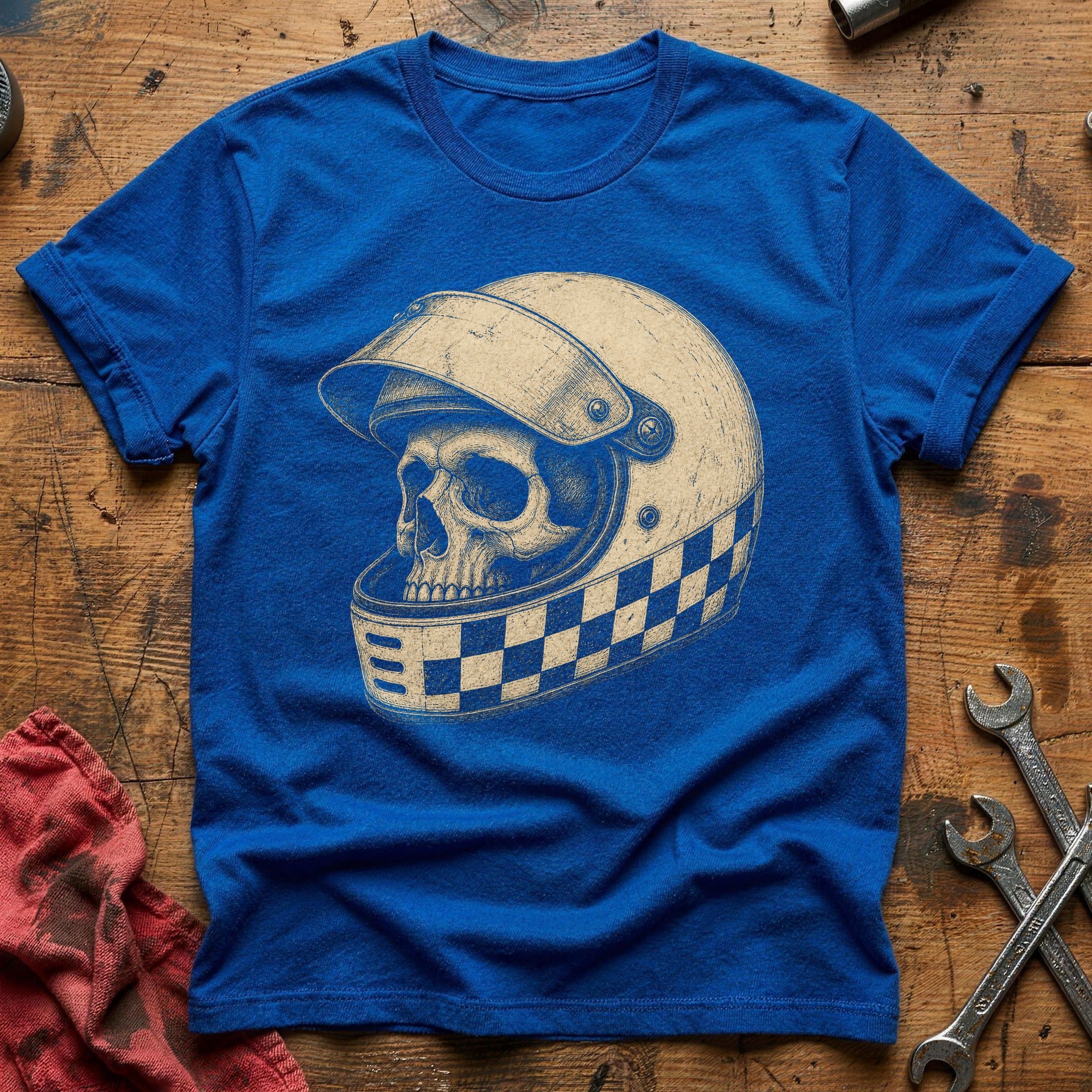 Checkered Skull T-Shirt - Royal