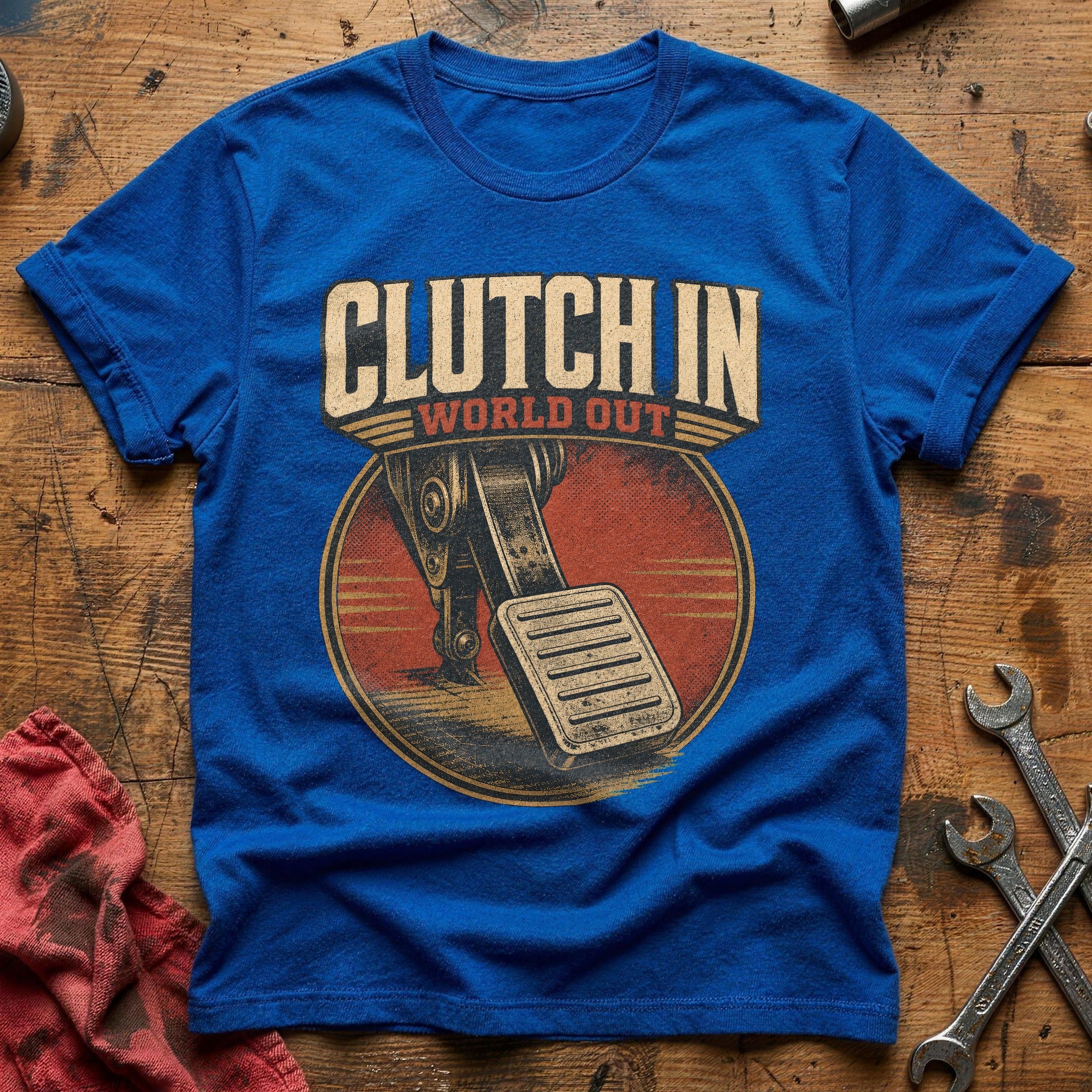Clutch In, World Out T-Shirt - Royal