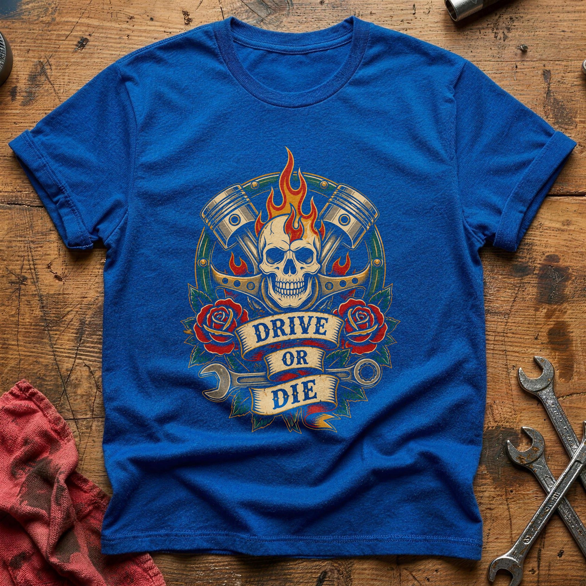 Drive Or Die Tattoo 52 T-Shirt - Royal