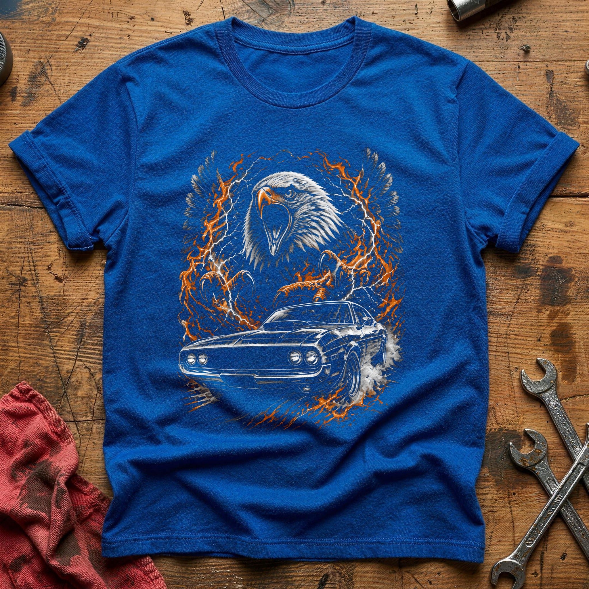 Eagle Muscle Car Fire T-Shirt - Royal