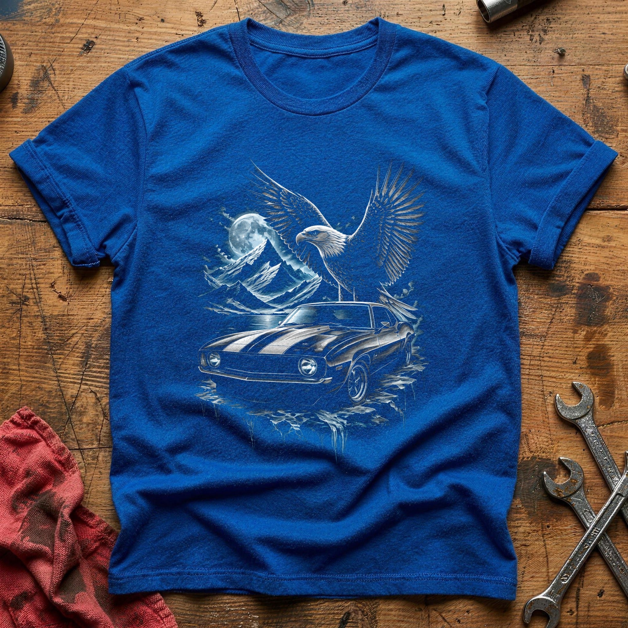 Eagle Muscle Car Moon T-Shirt - Royal