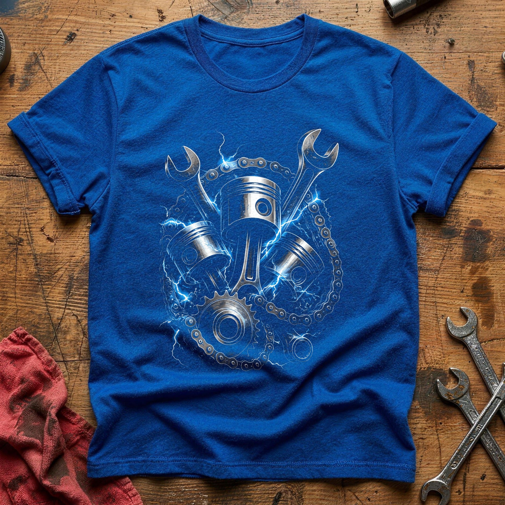 Engine Pistons Lightning T-Shirt - Royal