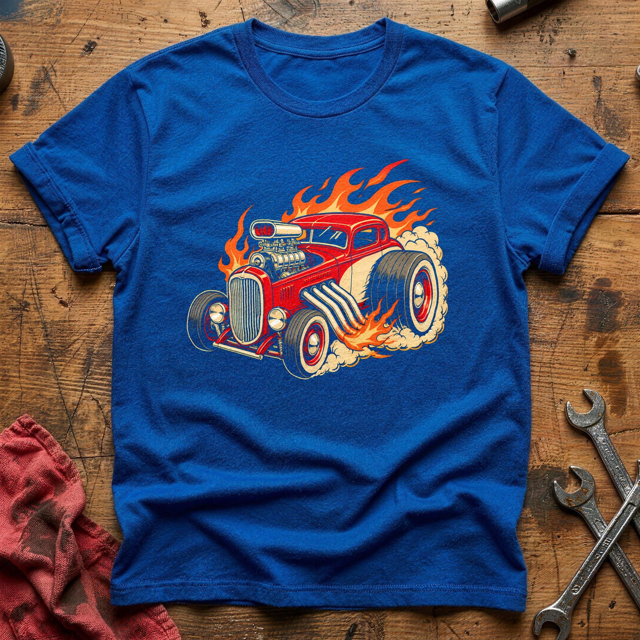 Flames & Chrome T-Shirt - Royal