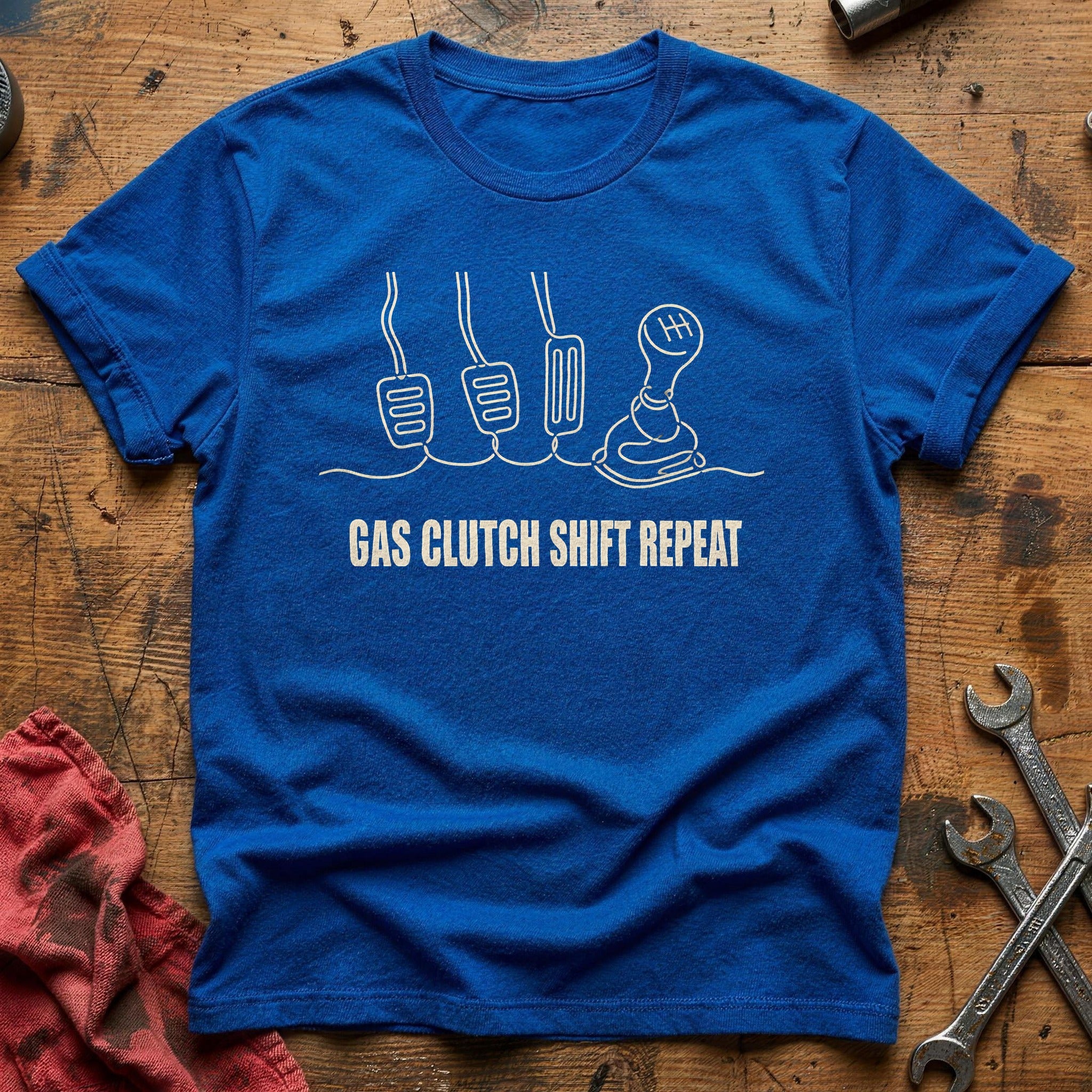 Gas Clutch Shift Repeat 78 T-Shirt - Royal