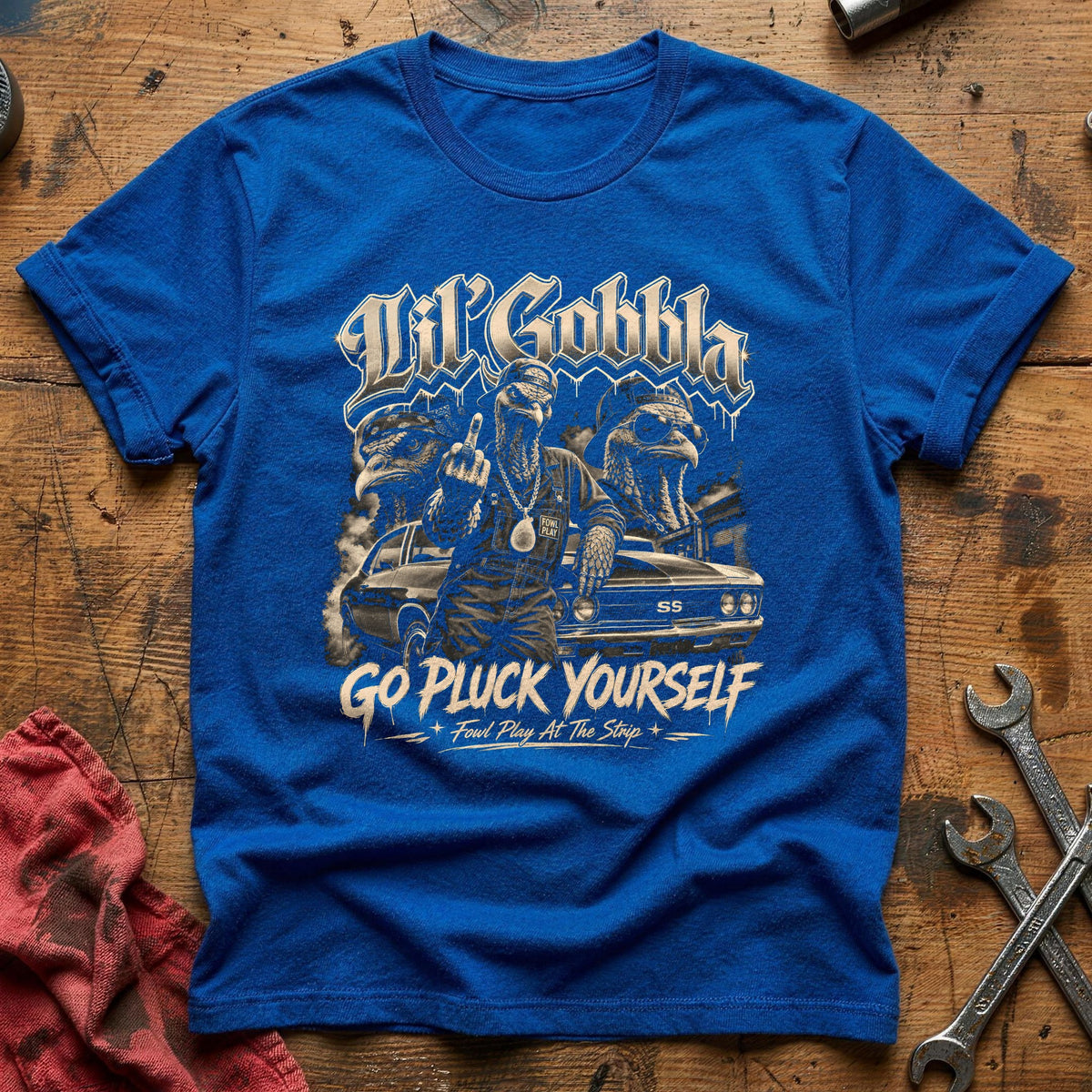 Go Pluck Yourself Fowl Play 8 T-Shirt - Royal