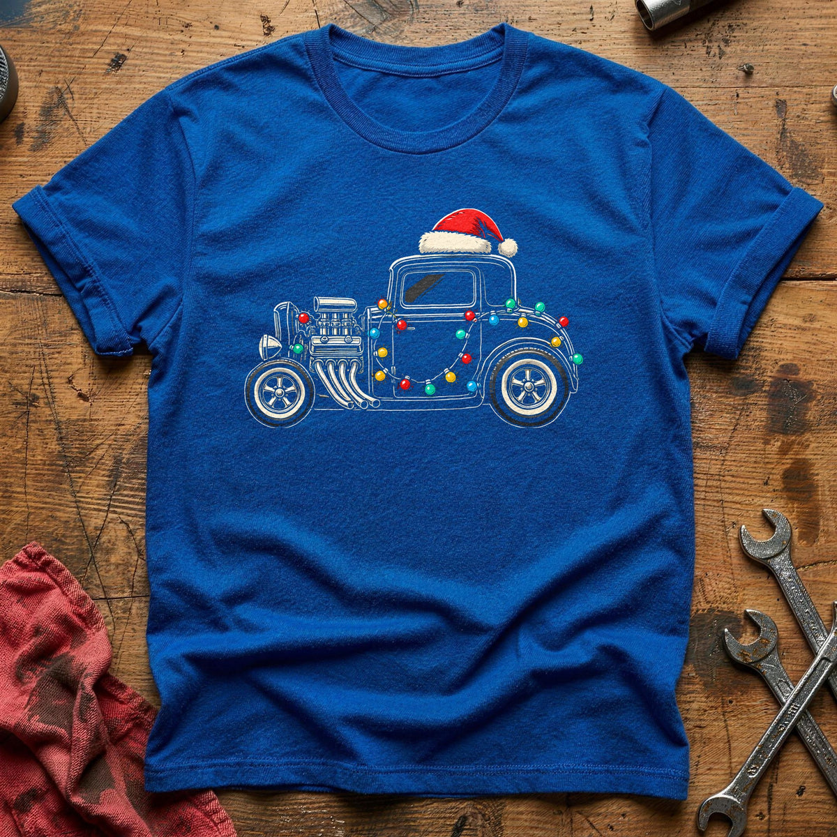 Hot Rod Christmas Lights 14 T-Shirt - Royal