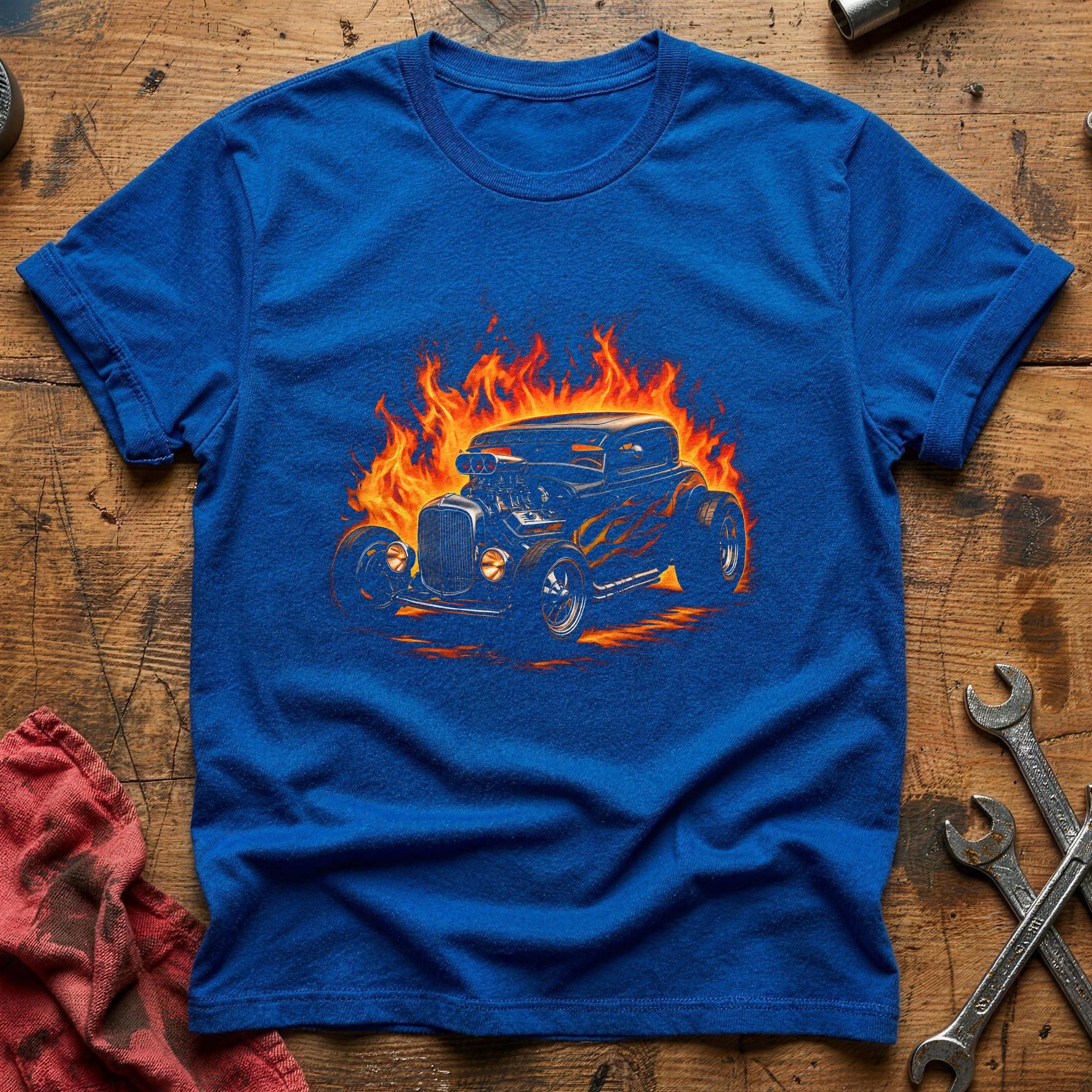 Hot Rod Flames T-Shirt - Royal