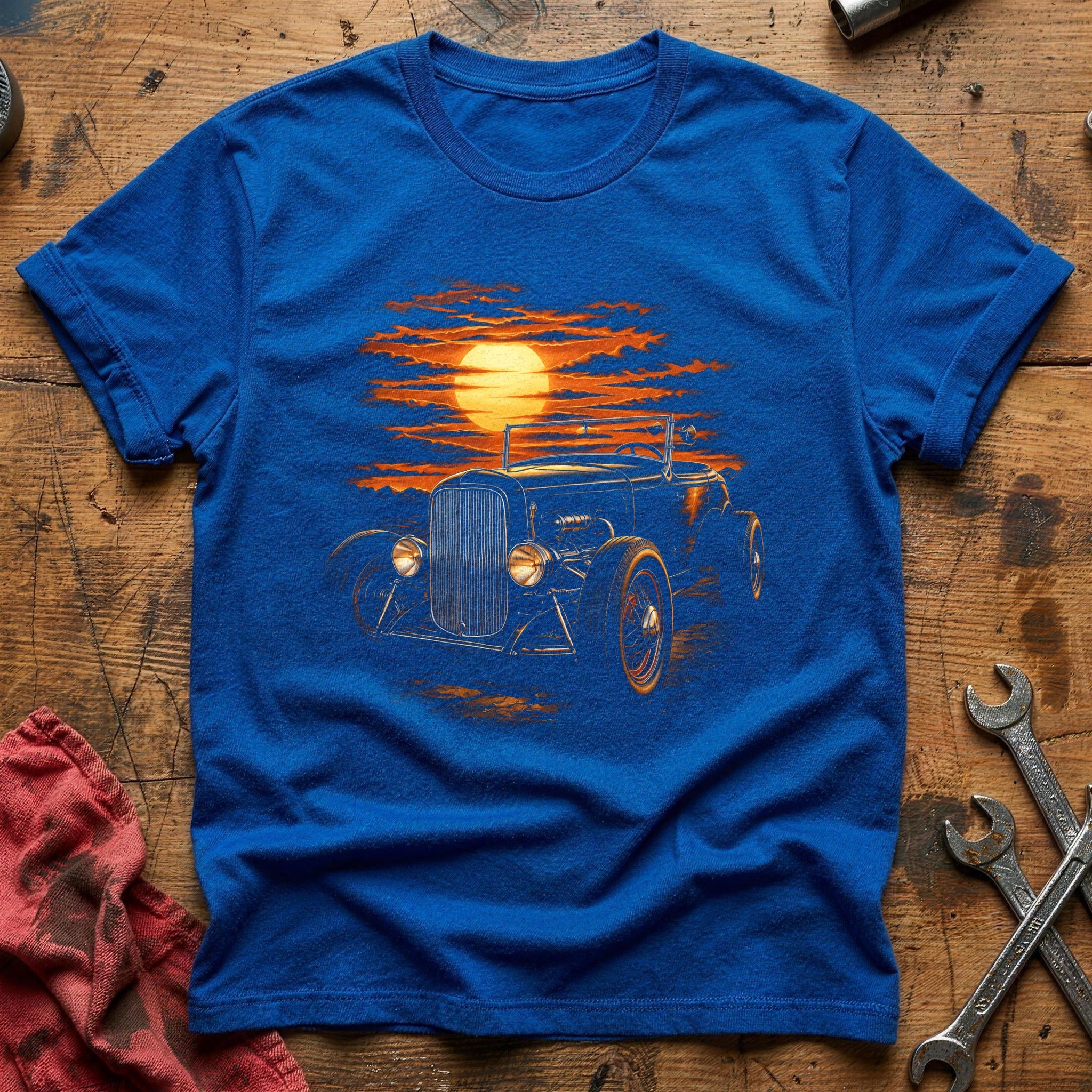 Hot Rod Sunset T-Shirt - Royal