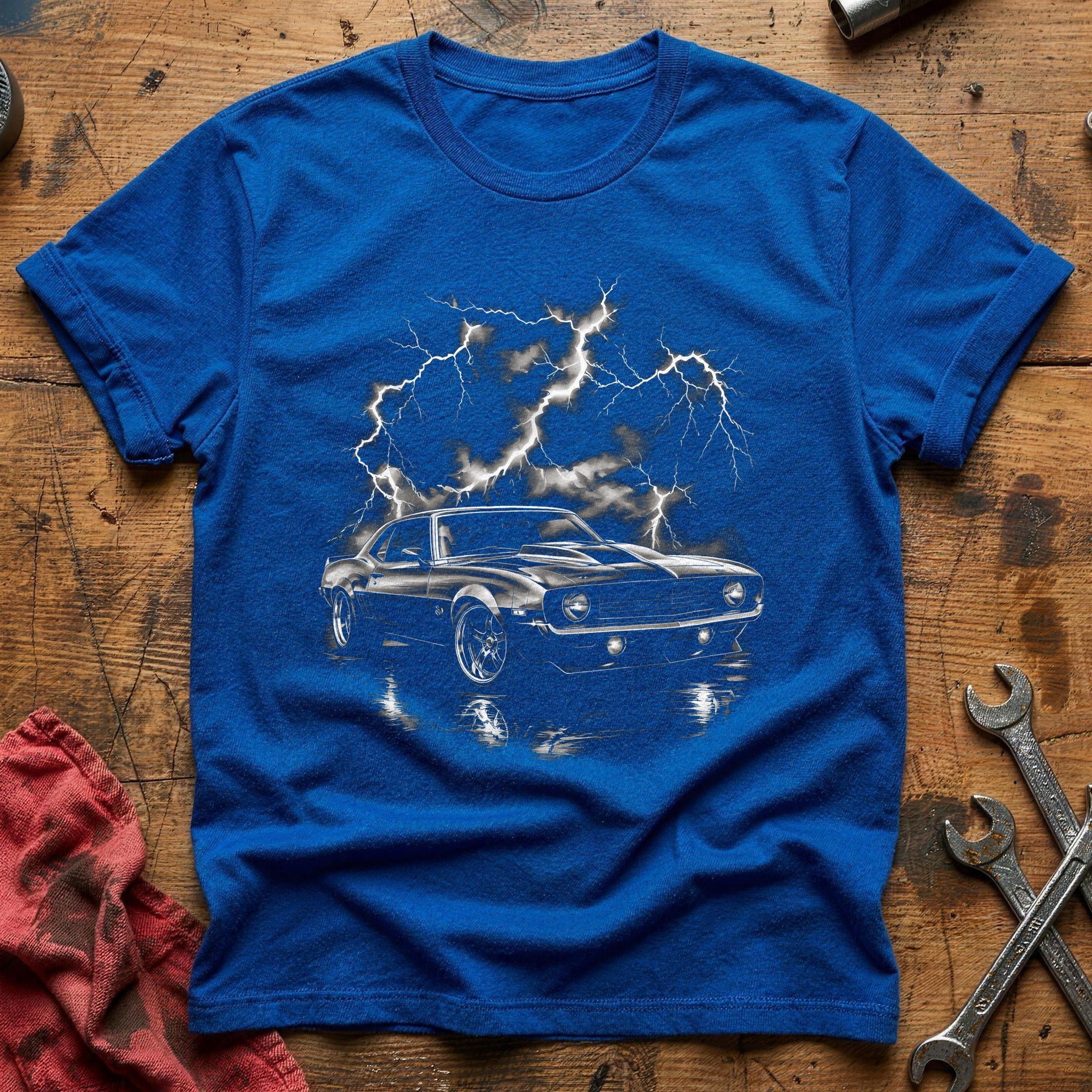 Lightning Muscle Car T-Shirt - Royal