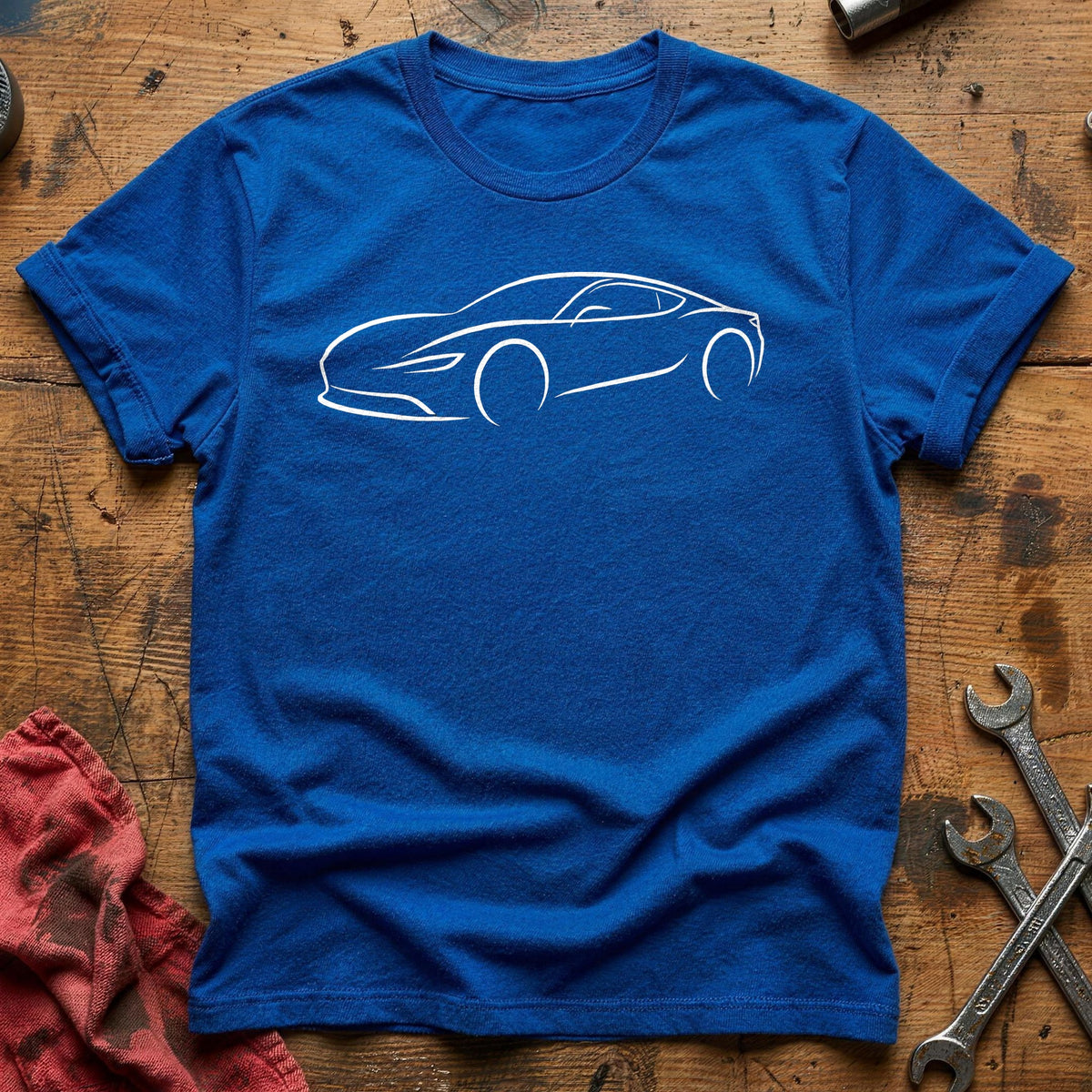 Line Art Sports Car 42 T-Shirt - Royal