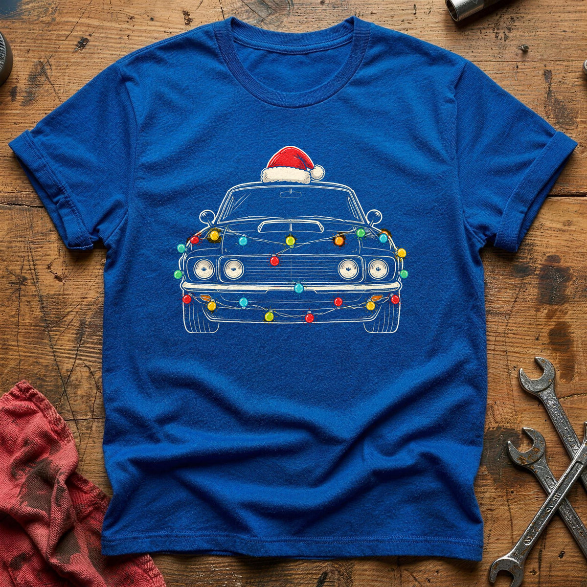 Muscle Car Christmas Lights 40 T-Shirt - Royal