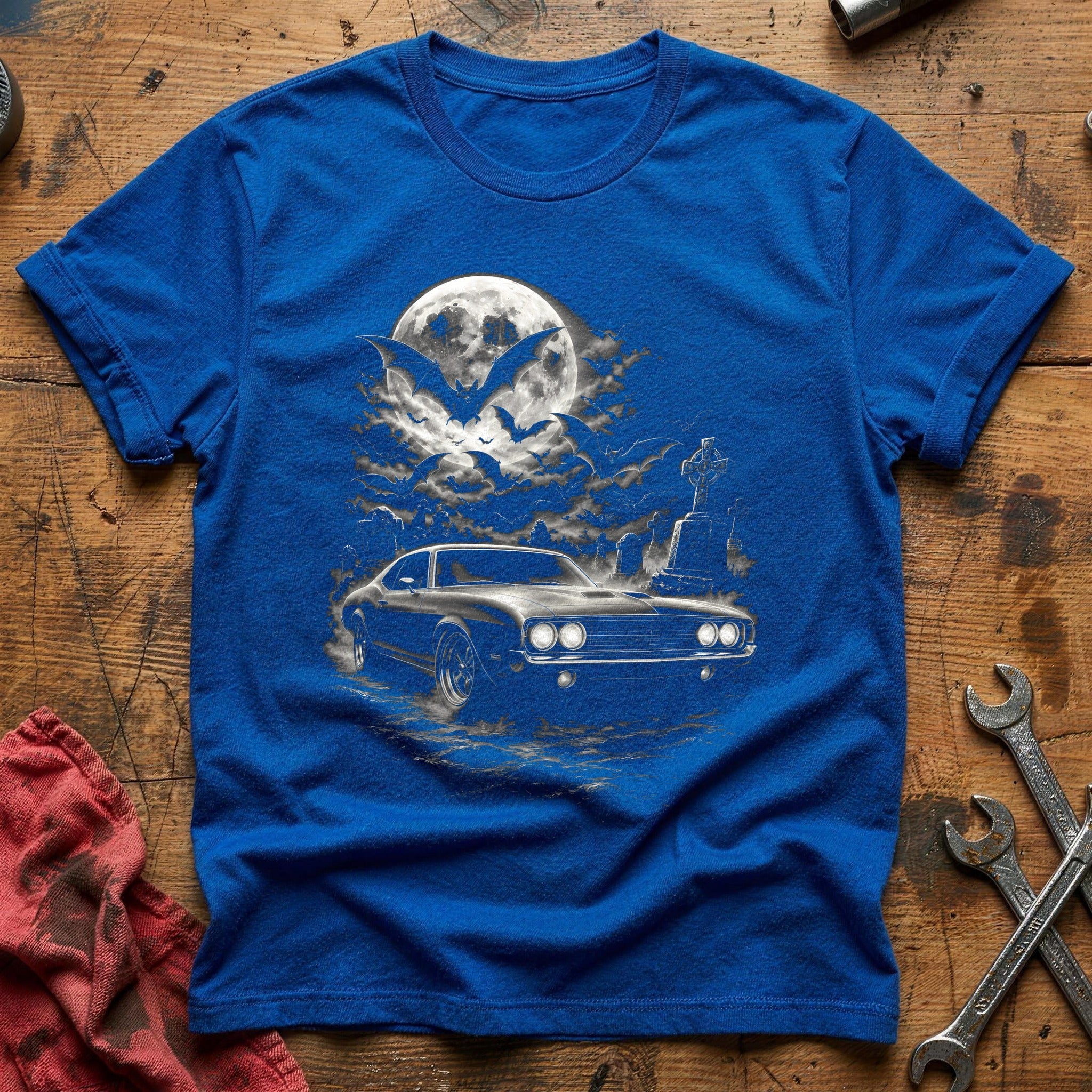 Musclecar Bats Gravestones 49 T-Shirt - Royal