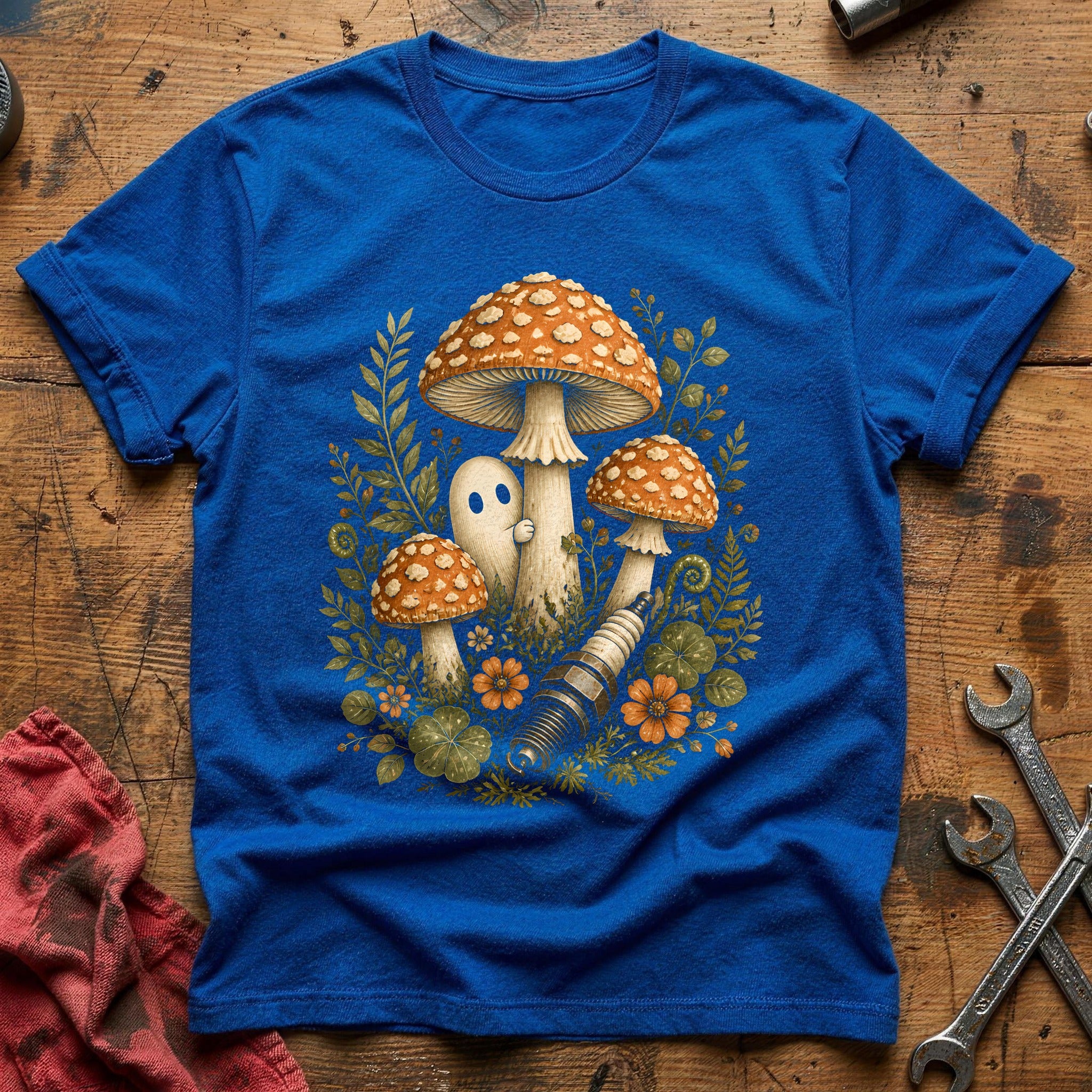Mushroom Ghost Sparkplug 38 T-Shirt - Royal