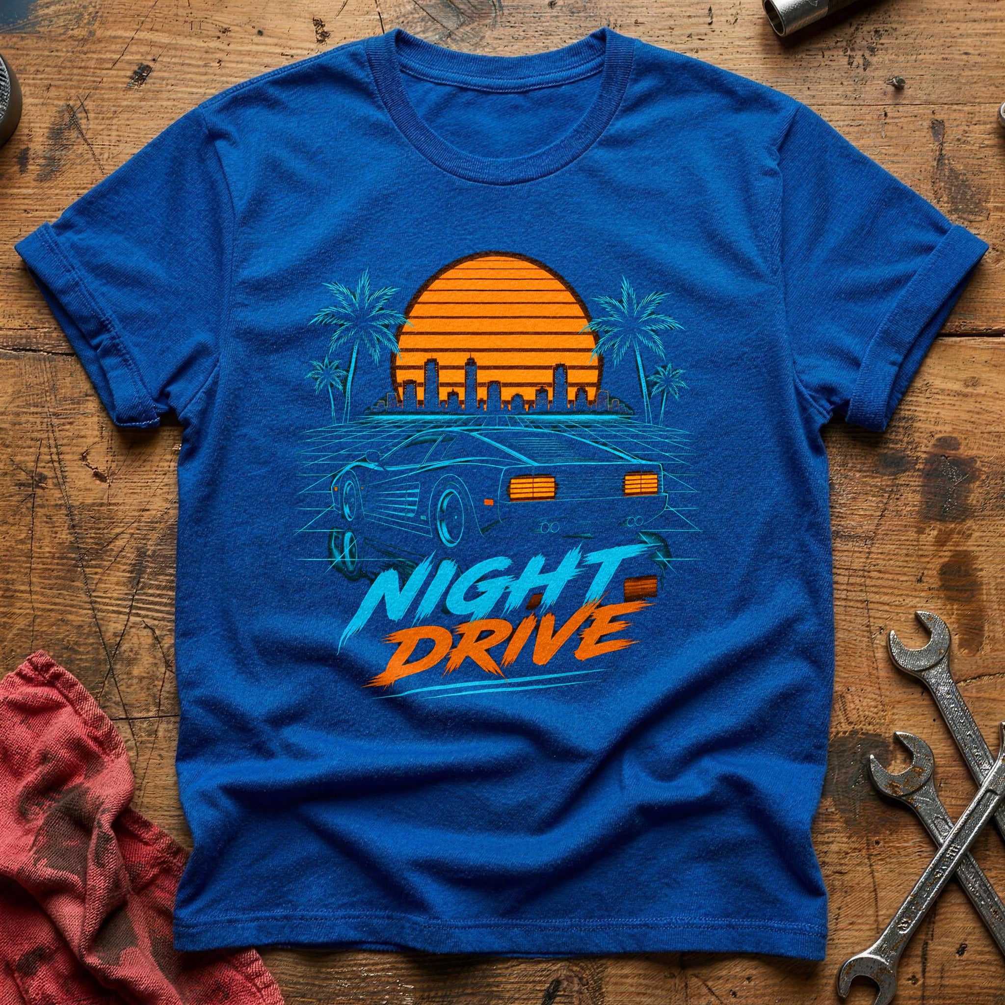 Night Drive Synthwave 41 T-Shirt - Royal