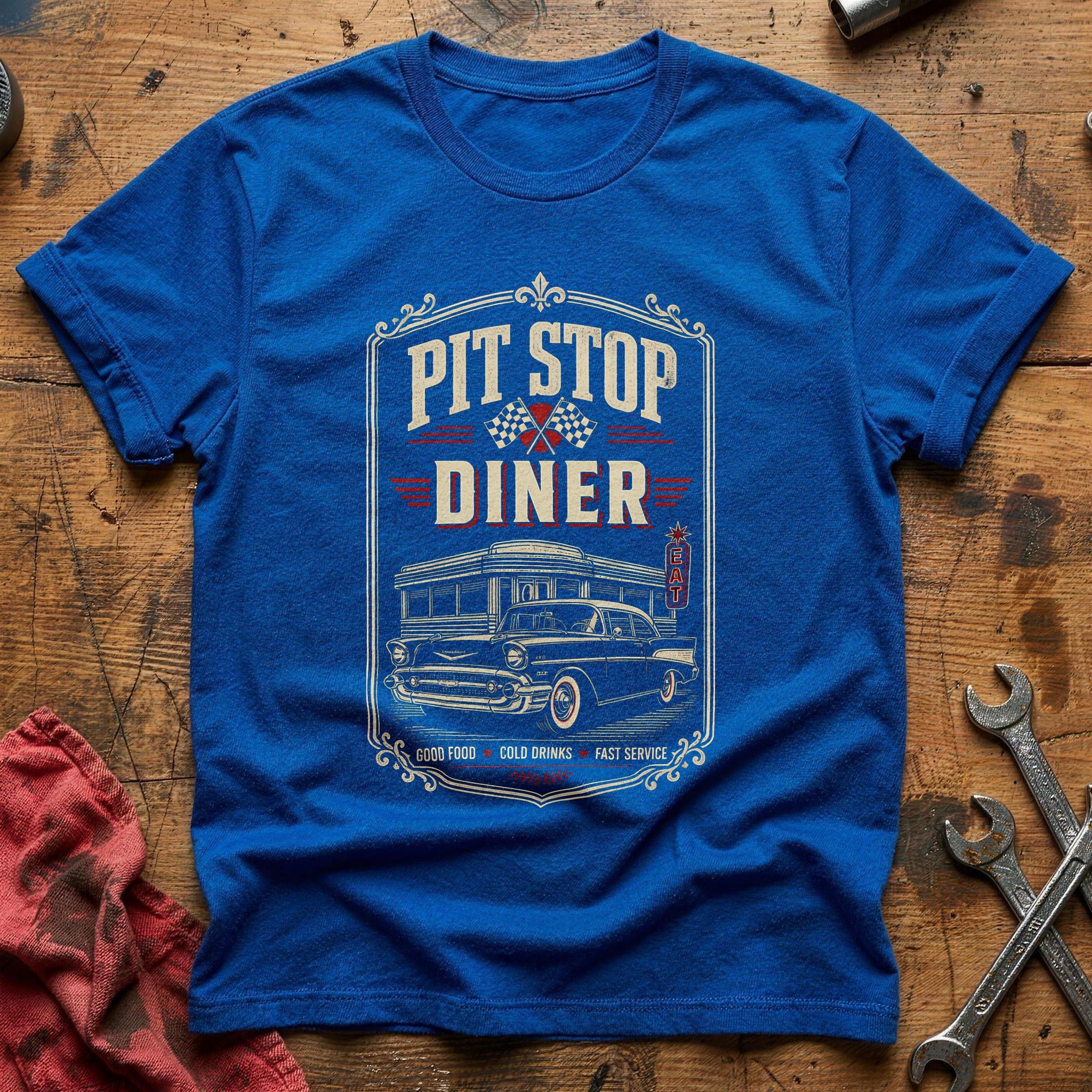 Pit Stop Diner Matchbook 81 T-Shirt - Royal