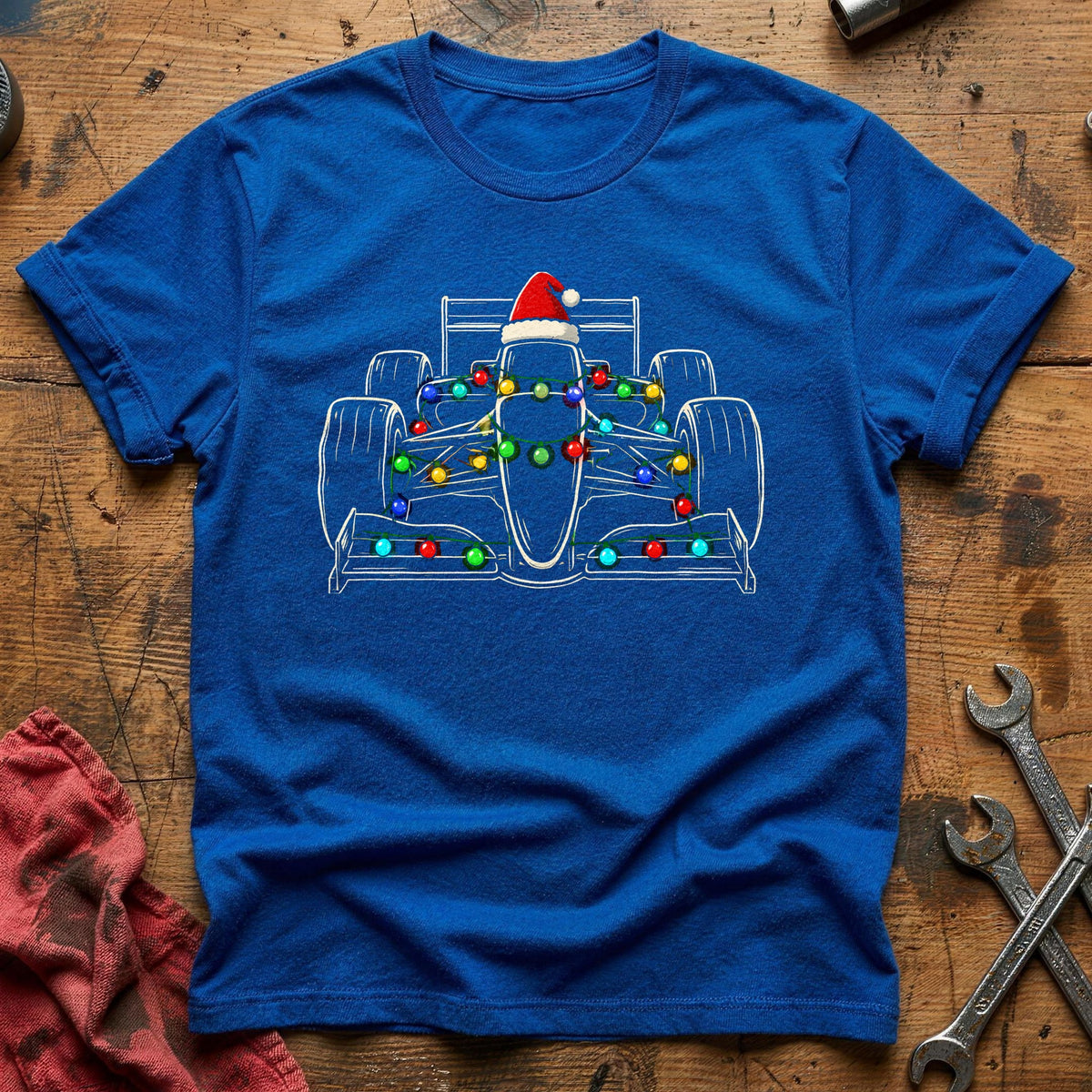 Race Car Christmas Lights 23 T-Shirt - Royal