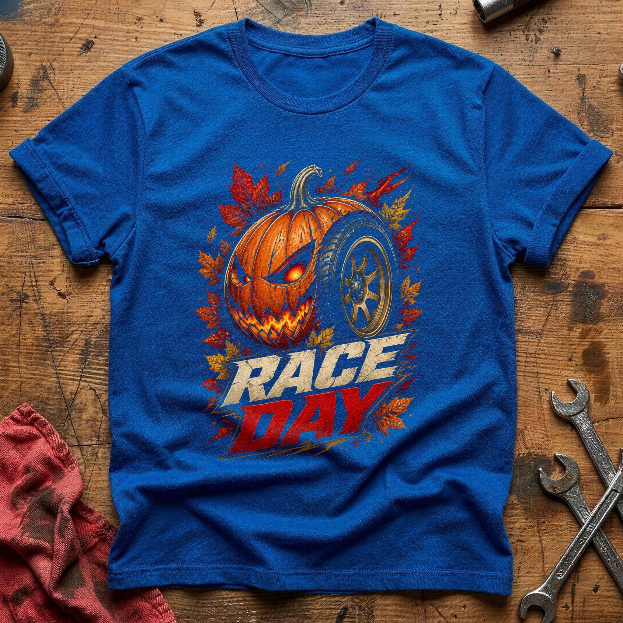Race Day Pumpkin Wheel 14 T-Shirt - Royal