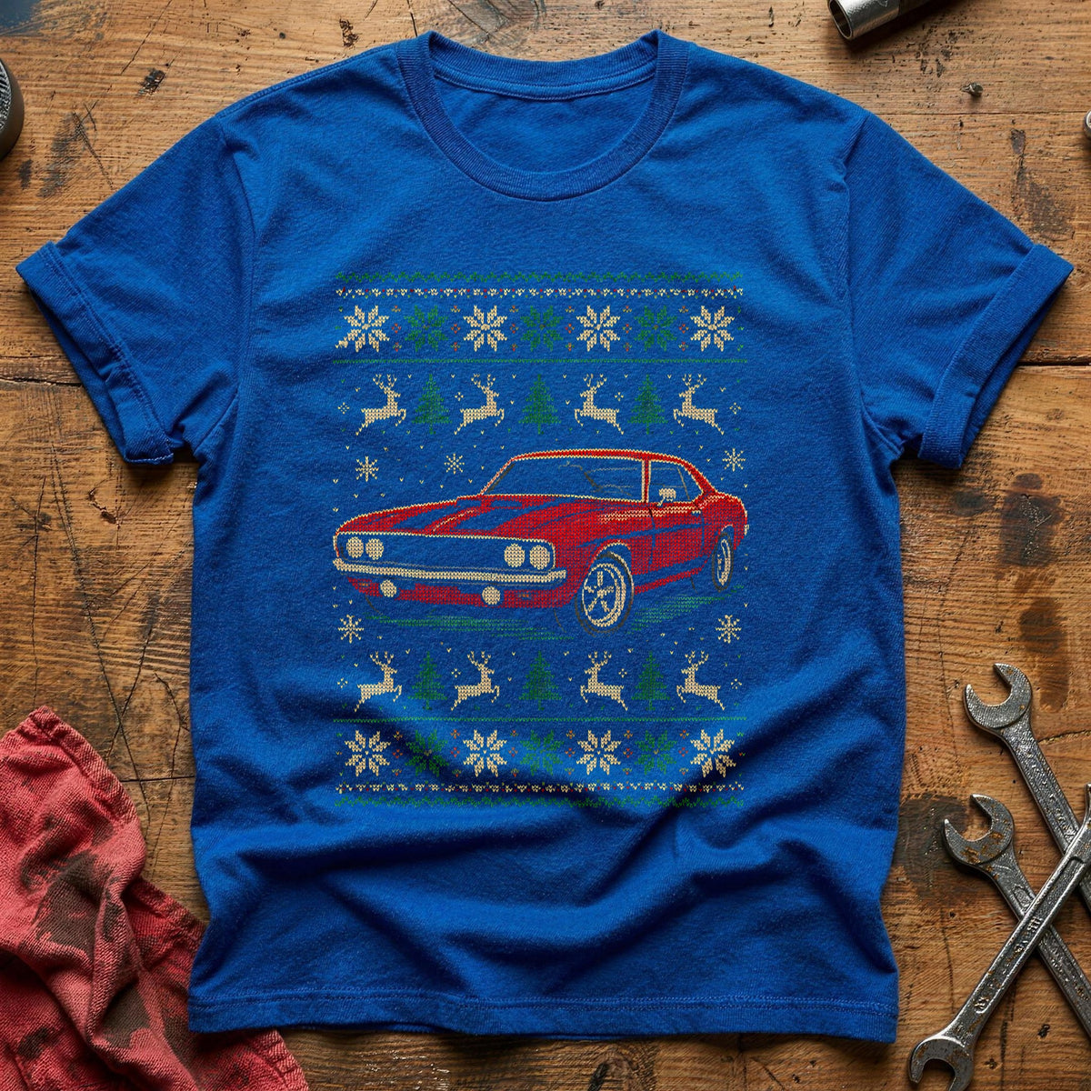 Red Muscle Car Sweater 33 T-Shirt - Royal