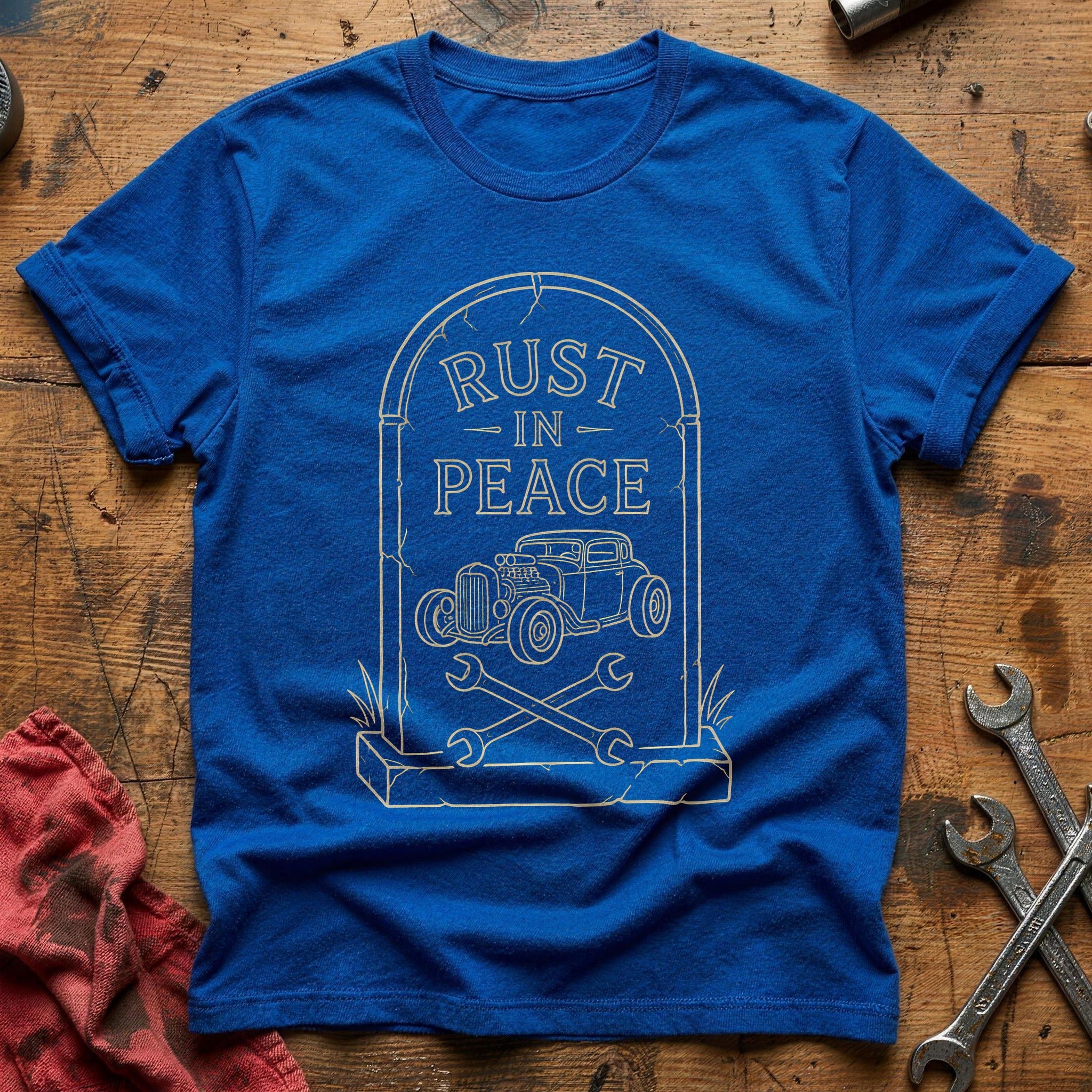 Rust In Peace Tombstone 66 T-Shirt - Royal